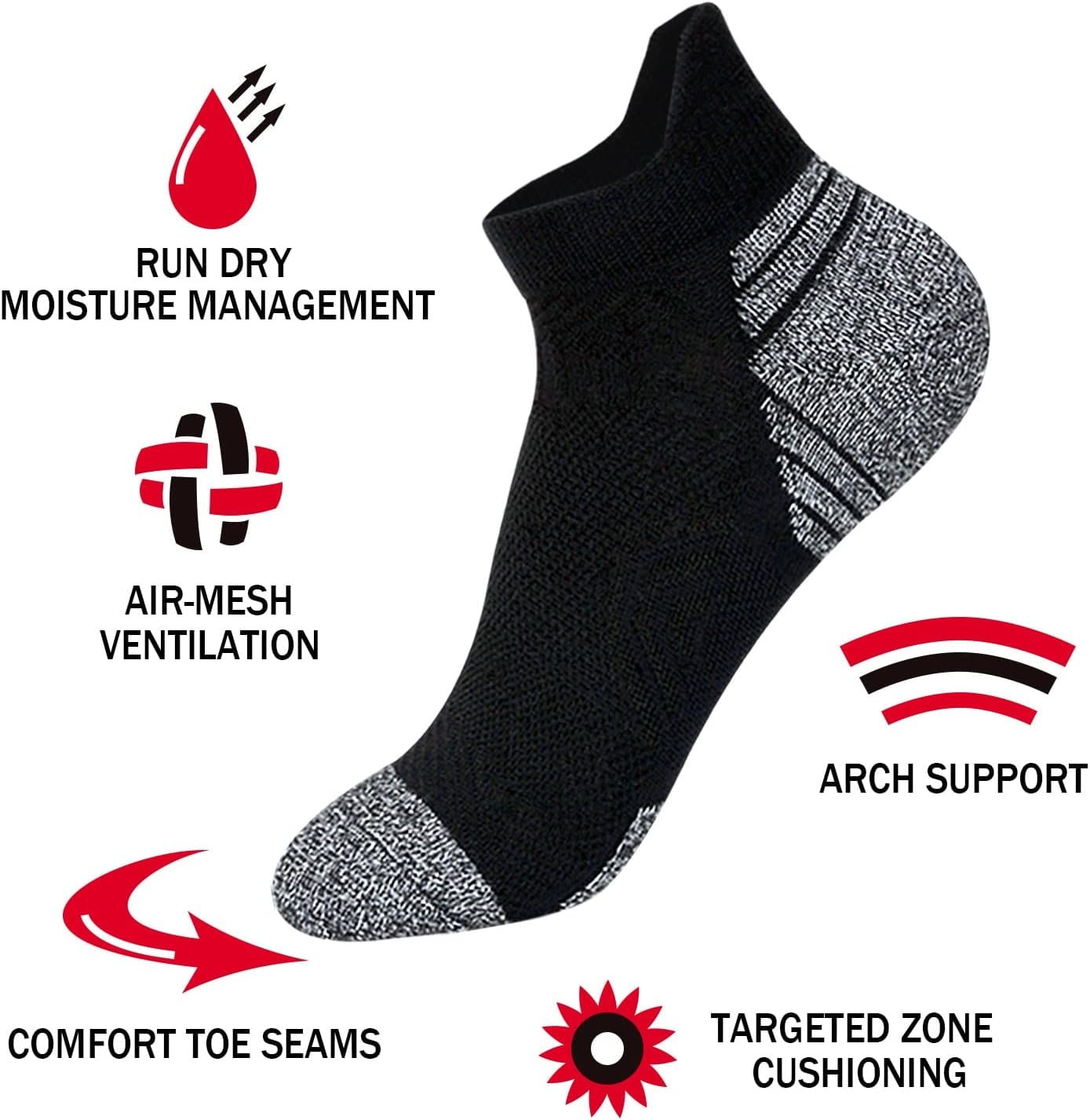 Tsoduce 5 Pairs Athletic Ankle Womens Socks Running Compression Socks for Women Cozy Low Cut Performance Soft Tab Socks Mix Color 3 - Image 6