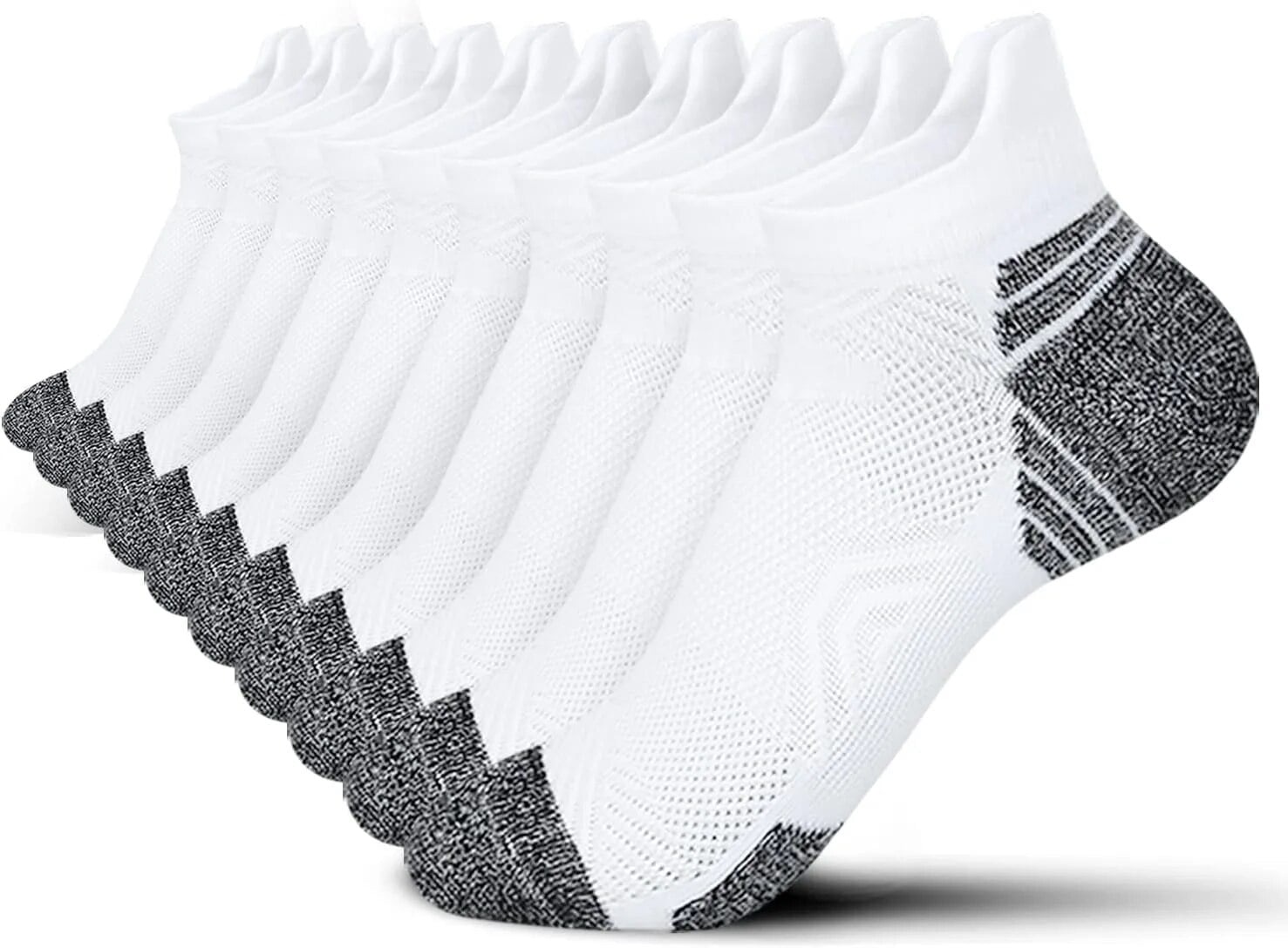 Tsoduce 5 Pairs Athletic Ankle Womens Socks Running Compression Socks for Women Cozy Low Cut Performance Soft Tab Socks White - Image 1