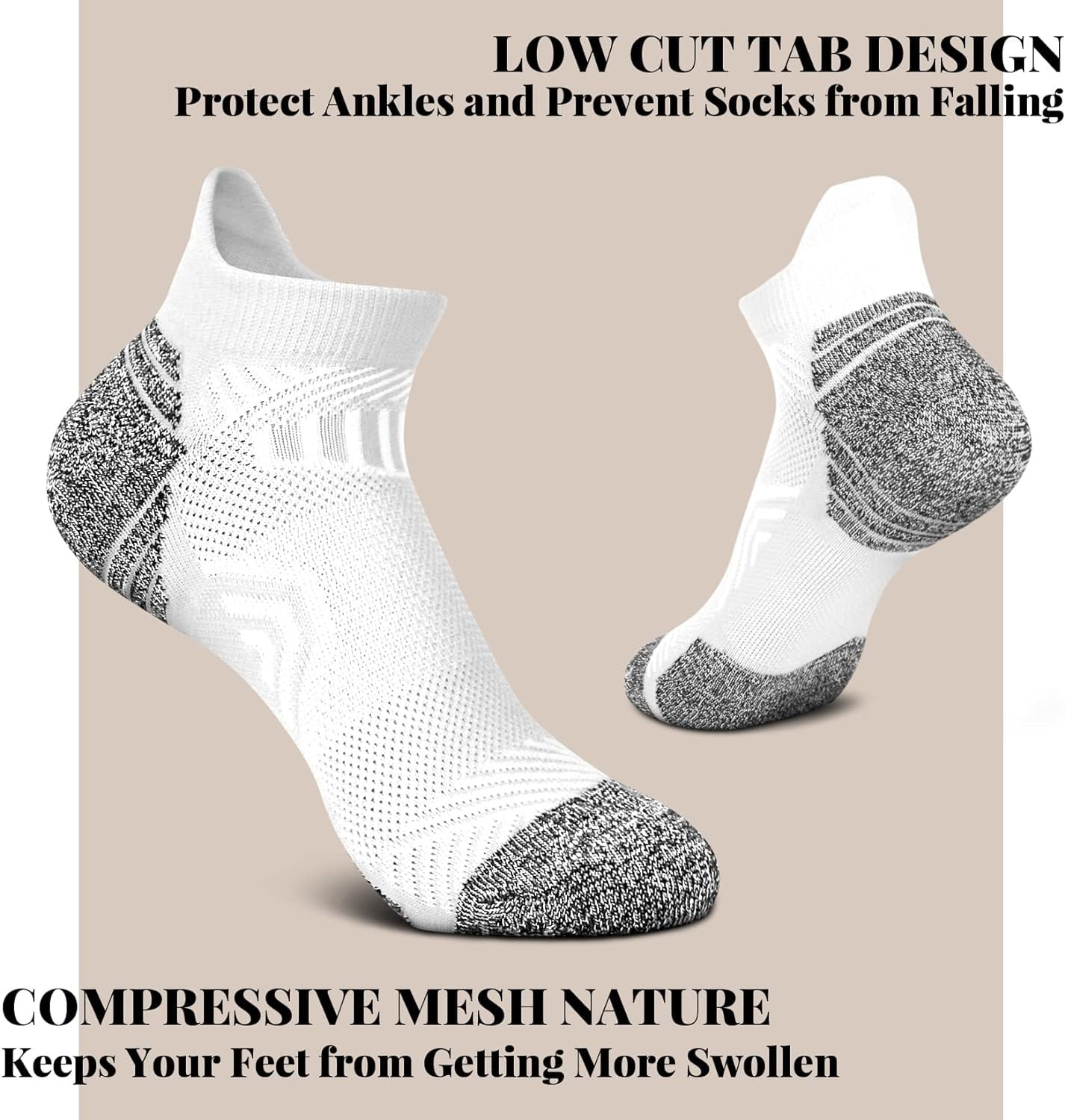 Tsoduce 5 Pairs Athletic Ankle Womens Socks Running Compression Socks for Women Cozy Low Cut Performance Soft Tab Socks White - Image 2