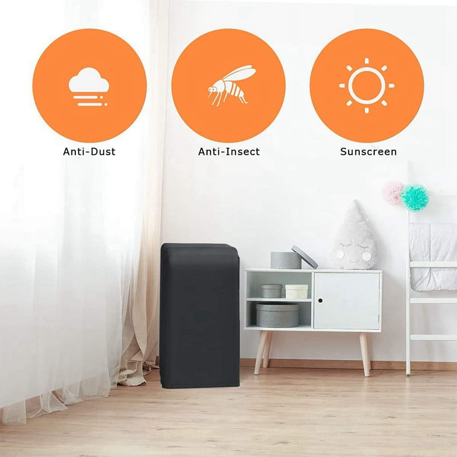 Portable Air Conditioner Cover Waterproof Matte Zipper Bag Black - Image 4