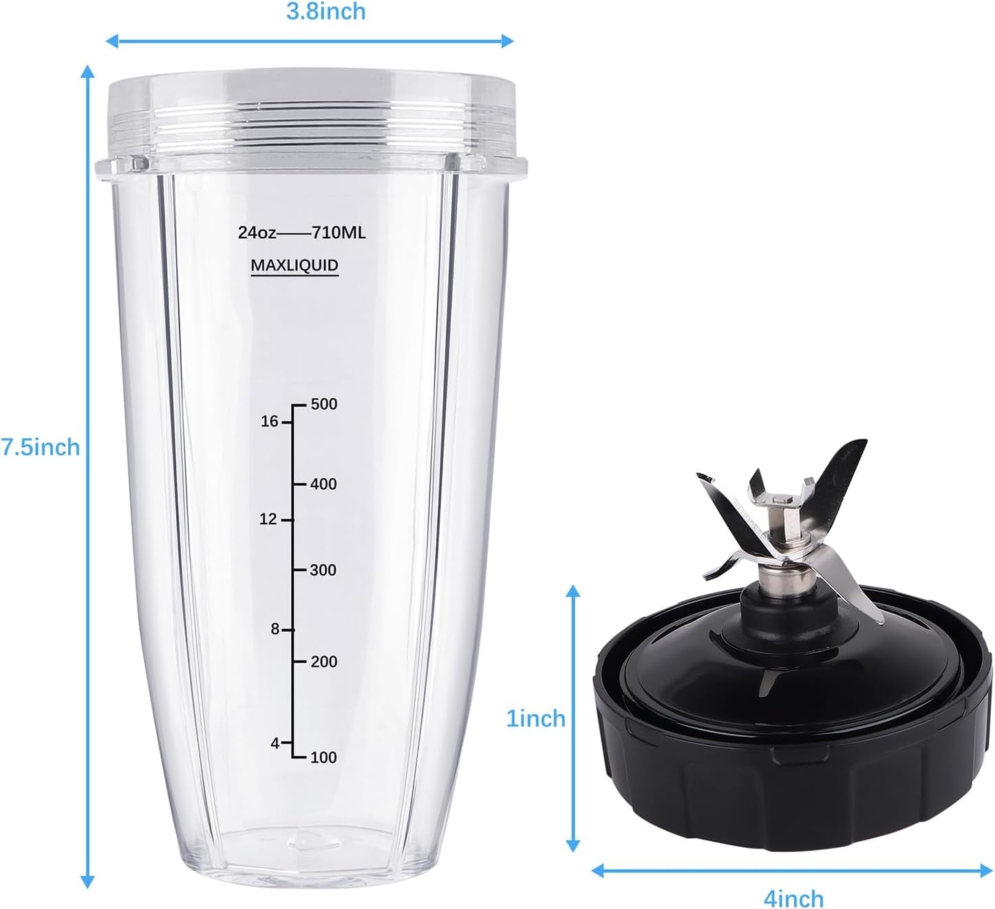 Blender Replacement Parts for Ninja, 24Oz Cup 7 Fins Extractor Blade, for Nutri Ninja Auto IQ BN801 SS101 BL480-30 BL641 - Image 4