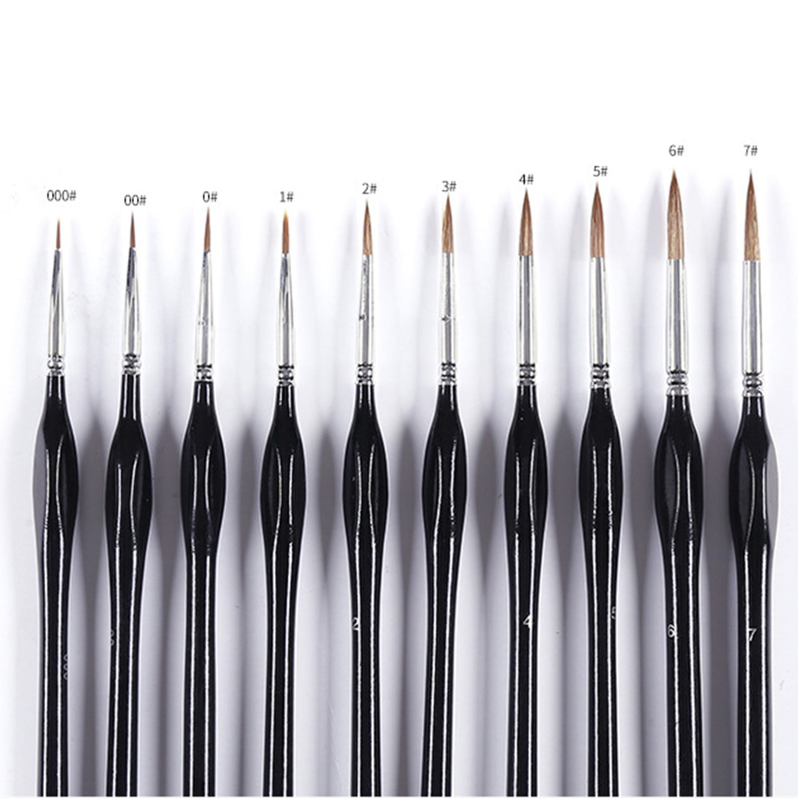 JWDX Pen ! 10Pcs Small Fine Tip Paintbrushes Micro Detail Paint Brush Set Triangular Grip Handles Art Brushes Perfect for Acrylic Watercolor Oil Craft Models Black - Image 6
