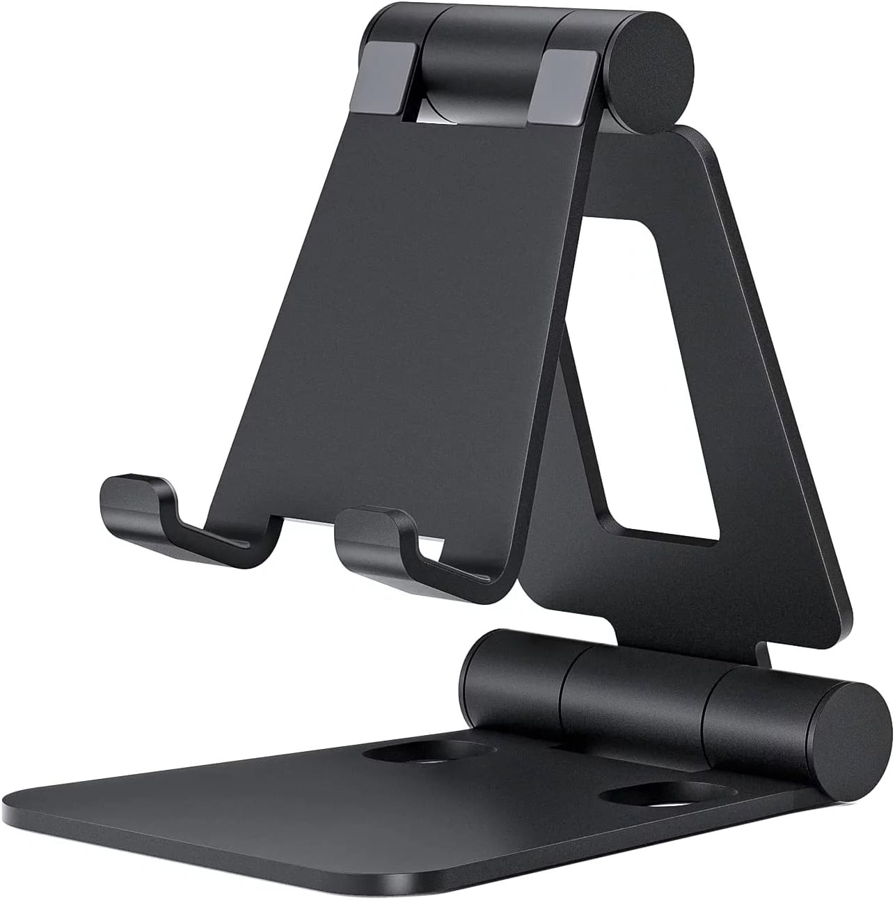 Dual Folding Cell Phone Stand, Fully Adjustable Foldable Desktop Phone Holder Cradle Dock Compatible with Phone 15 14 13 12 11 Pro Xs Xs Max Xr X 8, Nintendo Switch, All Phones-Black Gray - Image 3