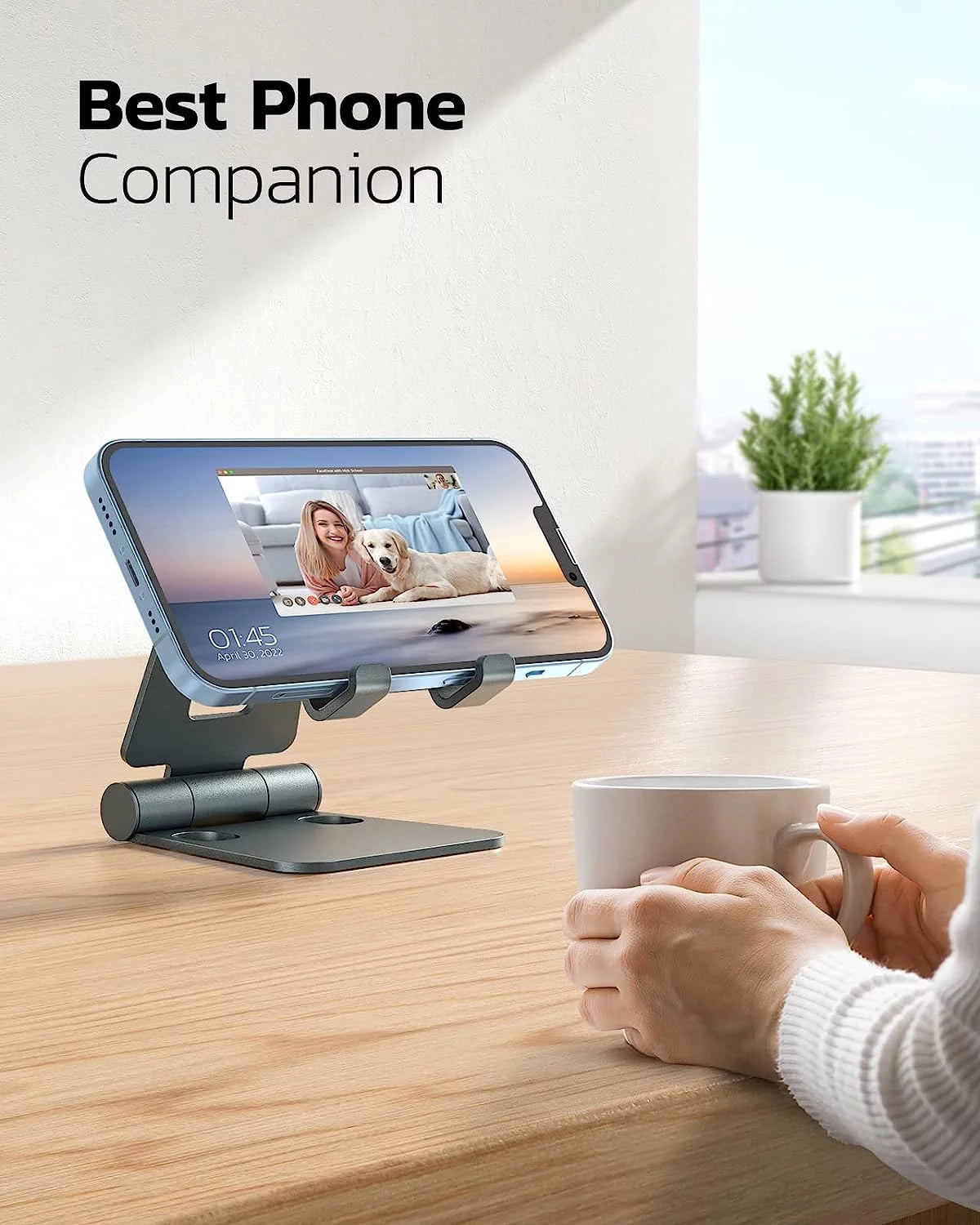 Dual Folding Cell Phone Stand, Fully Adjustable Foldable Desktop Phone Holder Cradle Dock Compatible with Phone 15 14 13 12 11 Pro Xs Xs Max Xr X 8, Nintendo Switch, All Phones-Black Gray - Image 7