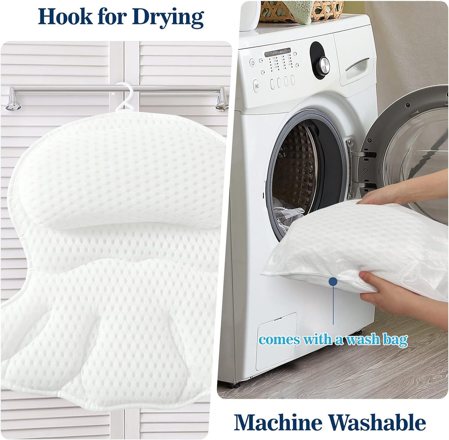 Bath Pillow Bathtub Pillow, Bath Pillows for Tub Neck and Back Support, Bath Tub Pillow Headrest with Soft 4D Mesh Fabric and Non-Slip Suction Cups, Relaxing Bath Accessories Spa Gifts - Image 3