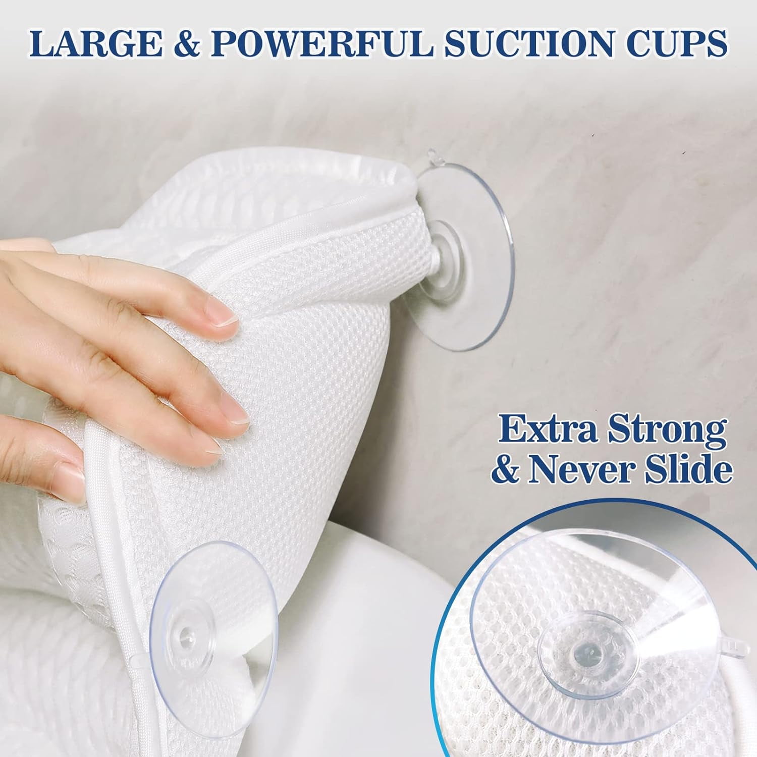 Bath Pillow Bathtub Pillow, Bath Pillows for Tub Neck and Back Support, Bath Tub Pillow Headrest with Soft 4D Mesh Fabric and Non-Slip Suction Cups, Relaxing Bath Accessories Spa Gifts - Image 5