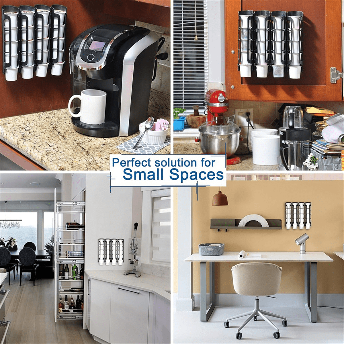 2pcs Coffee Pod Holder Side Mount for K Cup Pods Dispenser for Single- Coffee Makers Black - Image 5