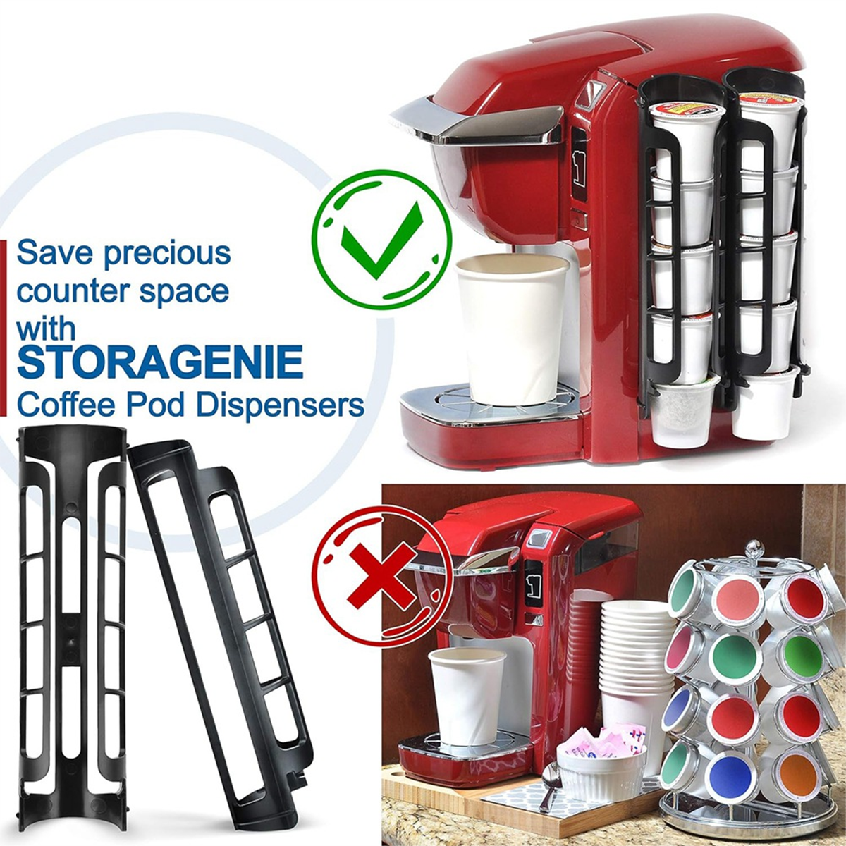 2pcs Coffee Pod Holder Side Mount for K Cup Pods Dispenser for Single- Coffee Makers Black - Image 6