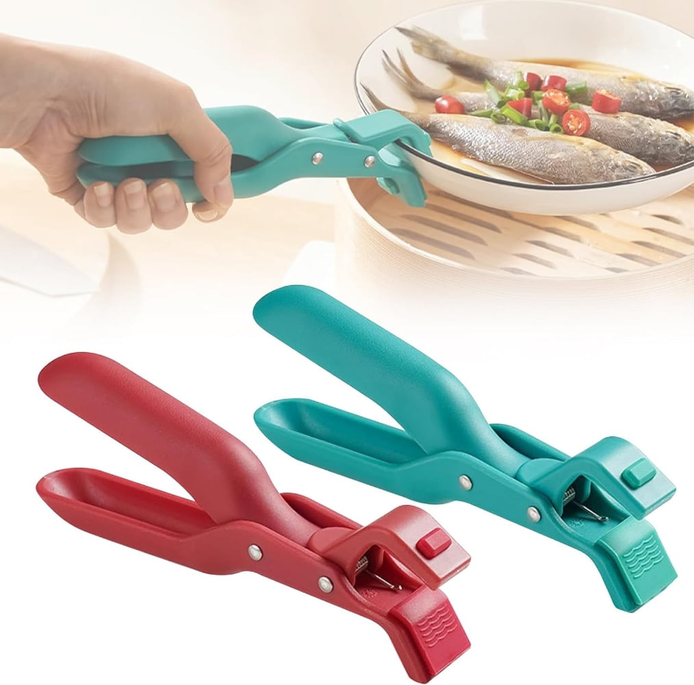 2Pcs Multi-Function Anti-Scald Bowl Clip. Hot Bowl Dish Plate Gripper Clips Tongs Clamp Holder, Kitchen Silicone Anti Slip Clip Green + Red - Image 1