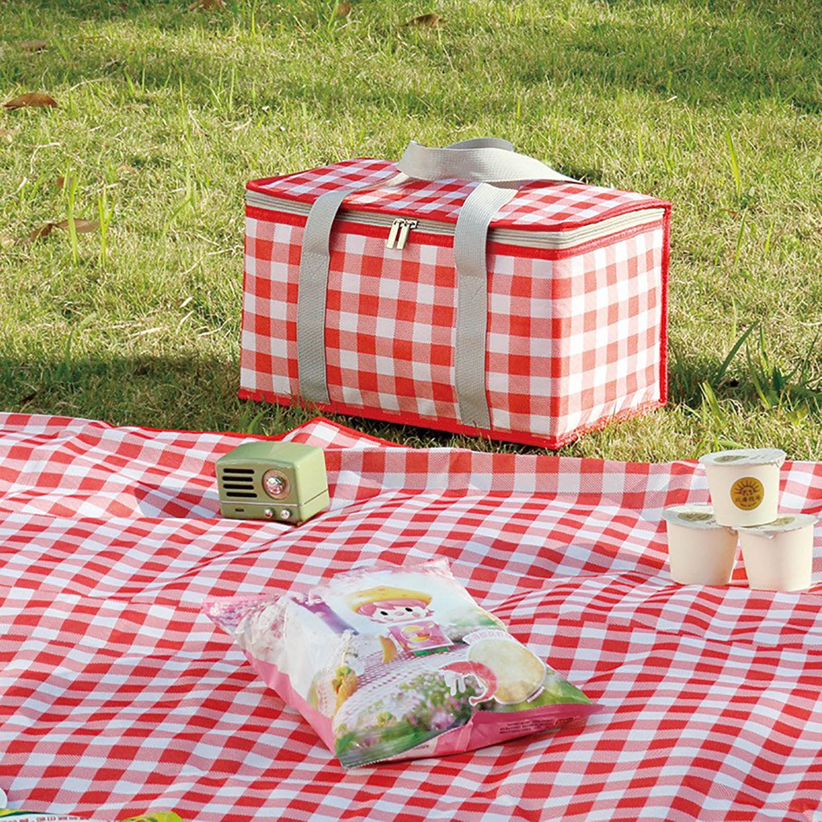 Potrochi Green Insulated Collapsible Cooler Bag for Groceries and Picnics Red - Image 5
