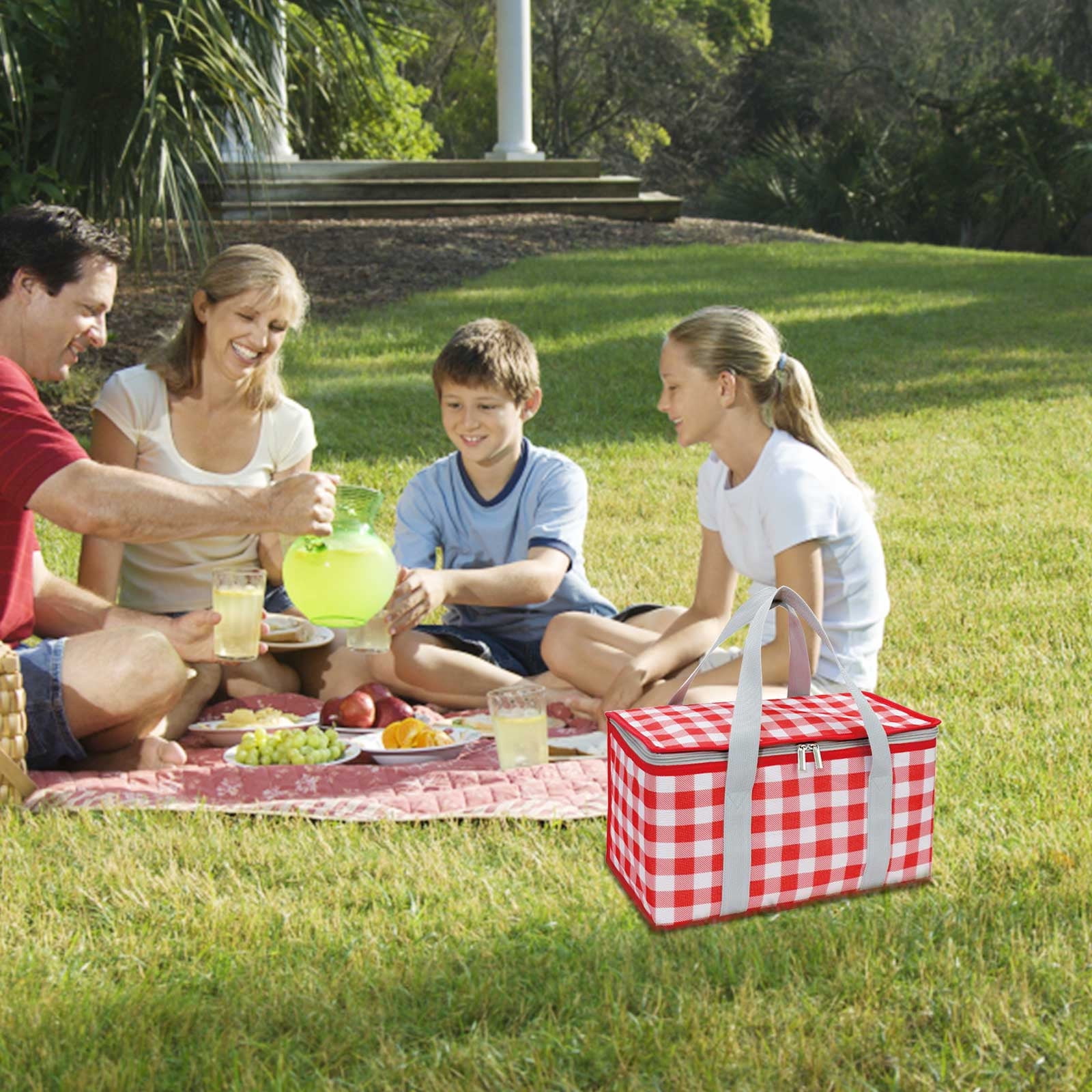Potrochi Green Insulated Collapsible Cooler Bag for Groceries and Picnics Red - Image 6