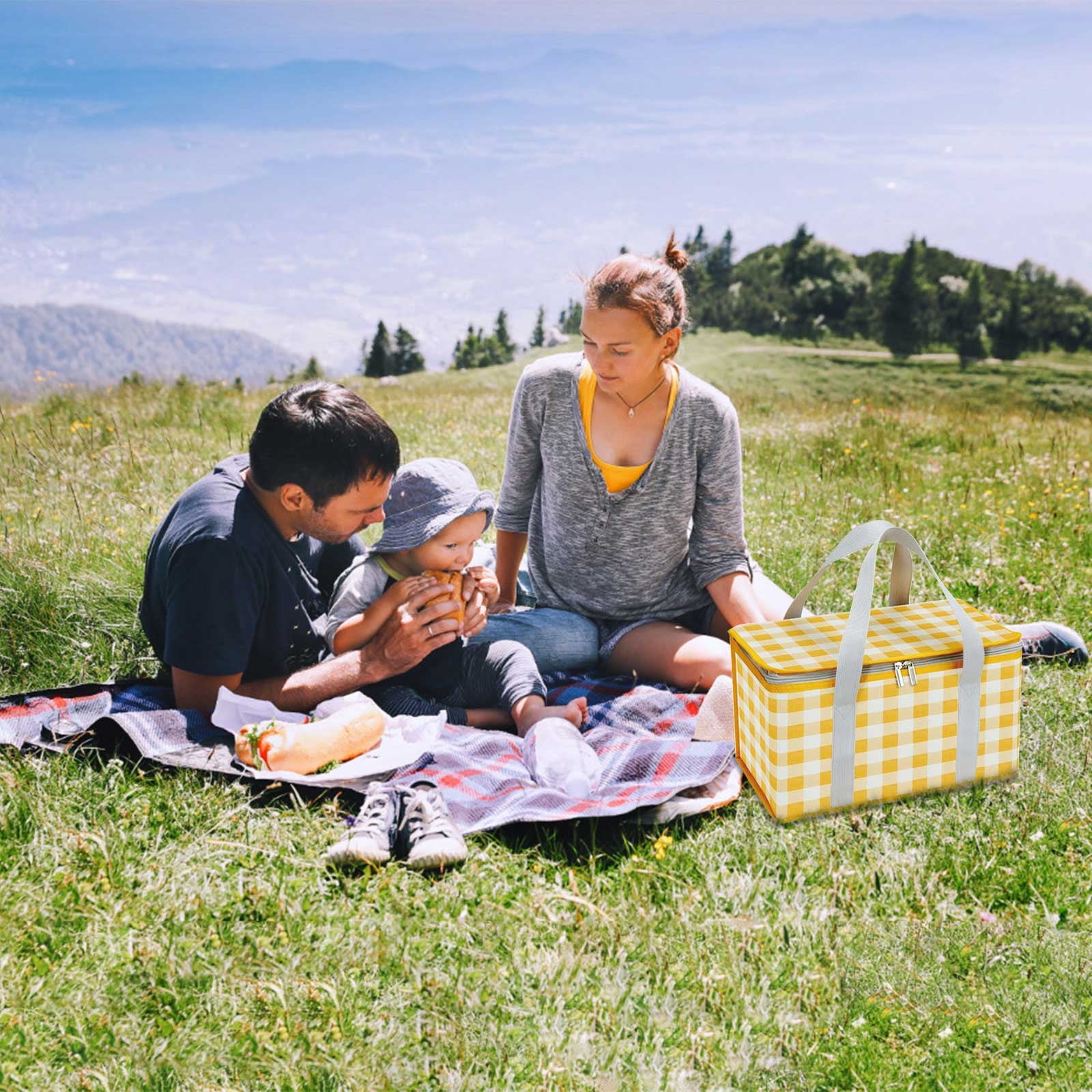 Potrochi Green Insulated Collapsible Cooler Bag for Groceries and Picnics yellow - Image 7