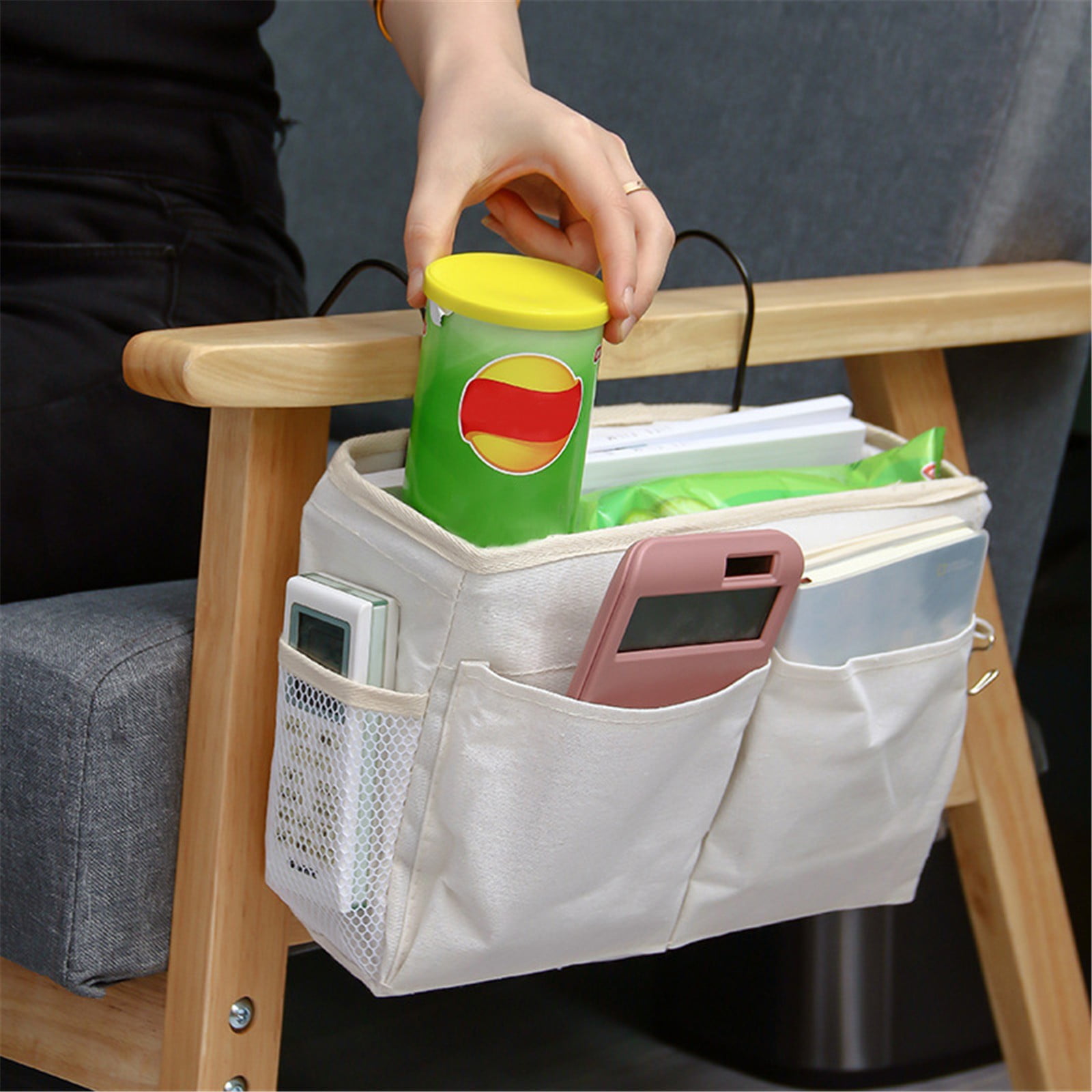 Jierger Bedside Caddy Hanging Bed Organizer Storage Bag Pocket for Bunk and Hospital Beds, College Dorm Rooms Baby Bed Rails, Camp 4 Pockets One Size C - Image 3