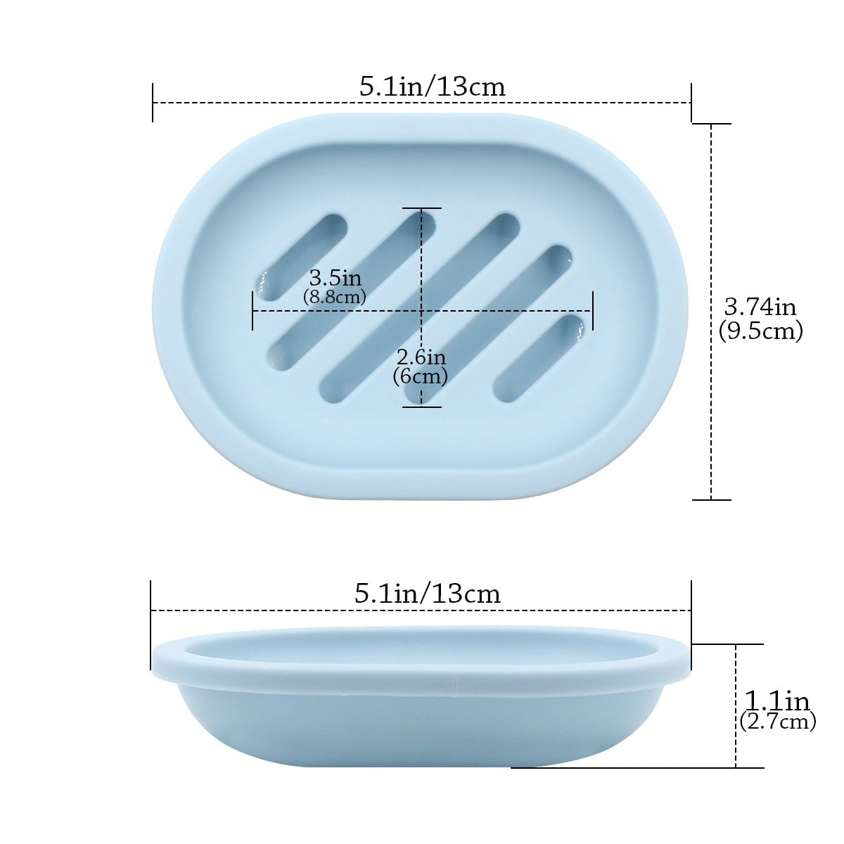 2-Pack Soap Dish with Drain, Soap Holder, Soap Saver, Easy Cleaning, Dry, Stop Mushy Soap (Gray) Blue - Image 8