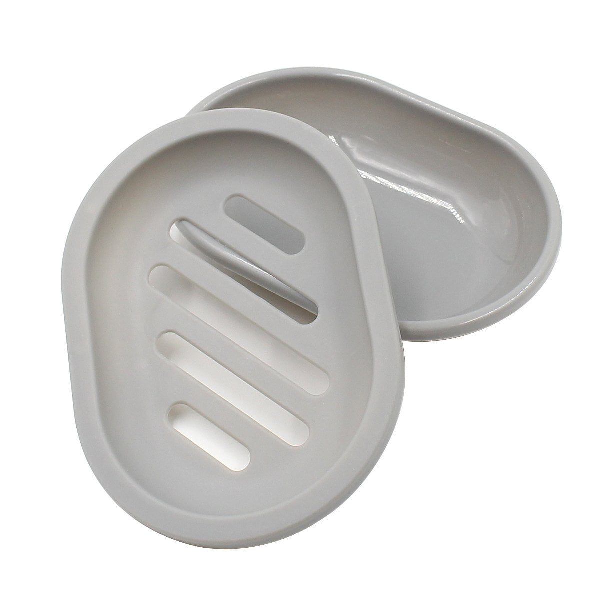 2-Pack Soap Dish with Drain, Soap Holder, Soap Saver, Easy Cleaning, Dry, Stop Mushy Soap (Gray) Gray - Image 2