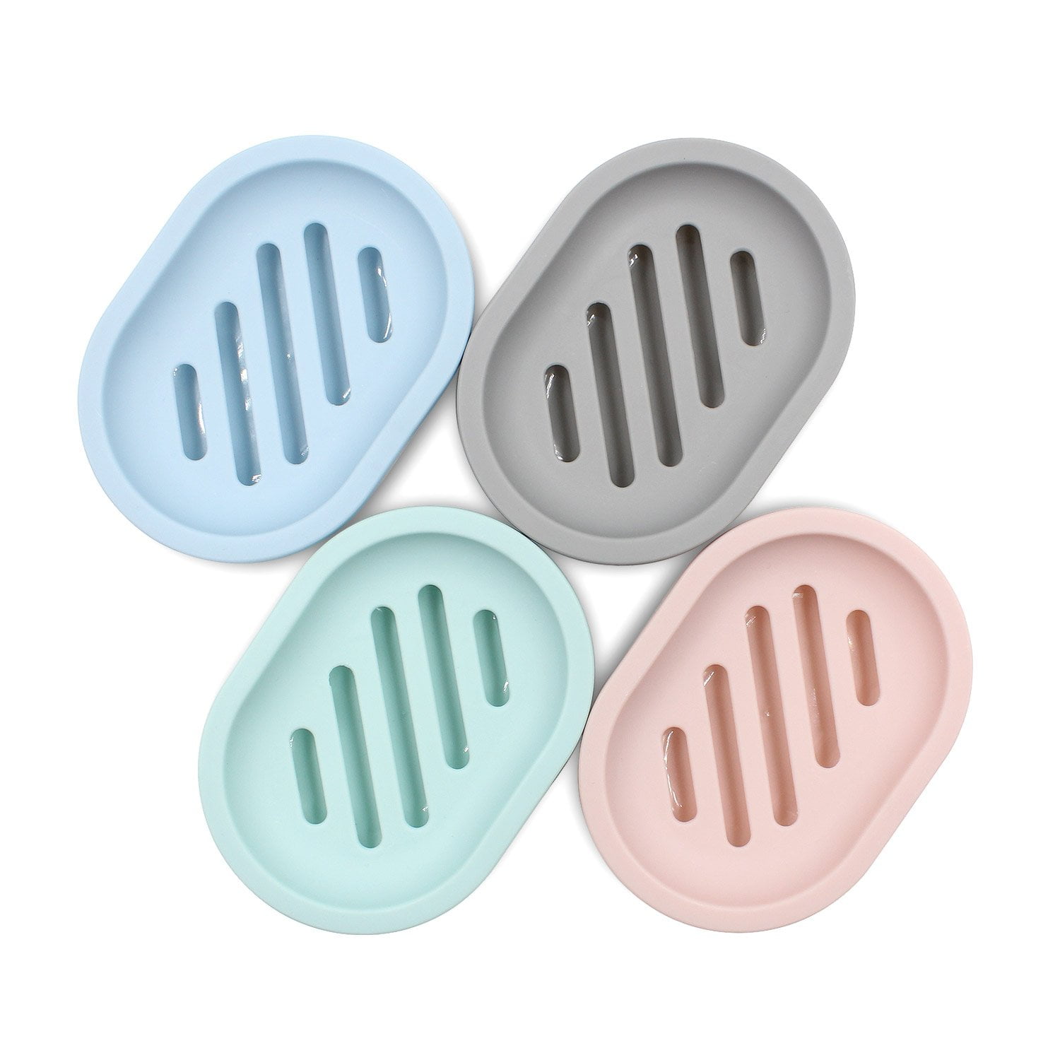 2-Pack Soap Dish with Drain, Soap Holder, Soap Saver, Easy Cleaning, Dry, Stop Mushy Soap (Gray) Gray - Image 3