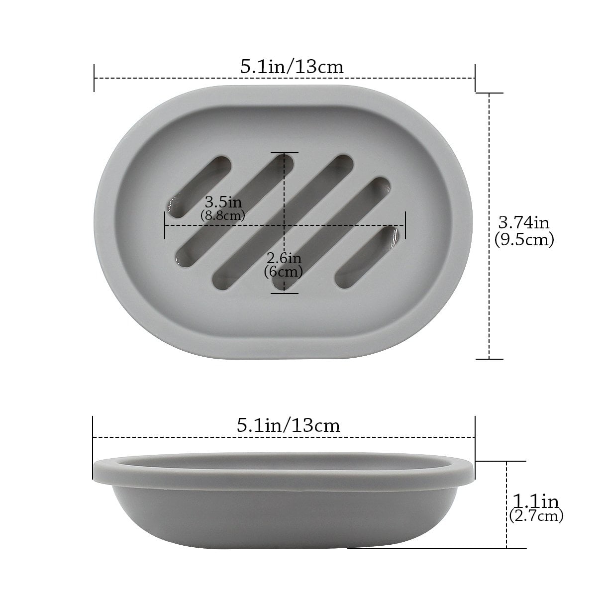 2-Pack Soap Dish with Drain, Soap Holder, Soap Saver, Easy Cleaning, Dry, Stop Mushy Soap (Gray) Gray - Image 7