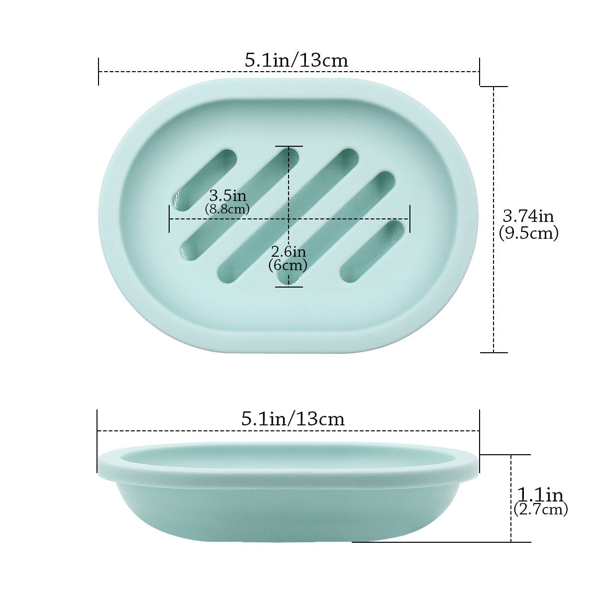 2-Pack Soap Dish with Drain, Soap Holder, Soap Saver, Easy Cleaning, Dry, Stop Mushy Soap (Gray) Green - Image 5