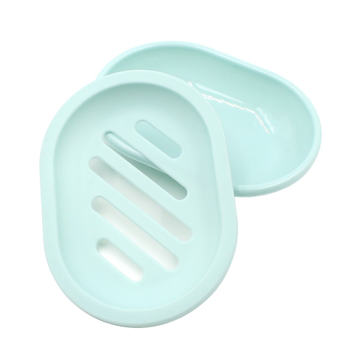 2-Pack Soap Dish with Drain, Soap Holder, Soap Saver, Easy Cleaning, Dry, Stop Mushy Soap (Gray) Green - Image 6
