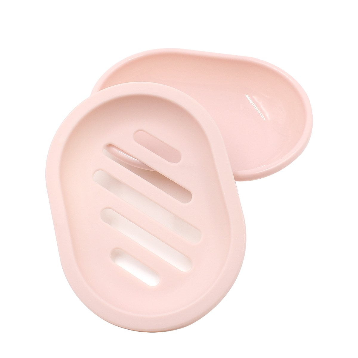 2-Pack Soap Dish with Drain, Soap Holder, Soap Saver, Easy Cleaning, Dry, Stop Mushy Soap (Gray) Pink - Image 3