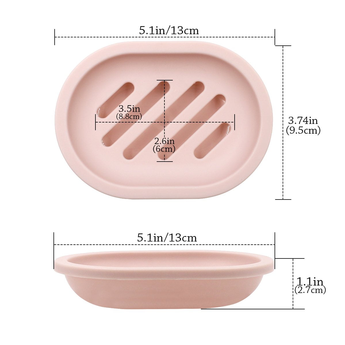 2-Pack Soap Dish with Drain, Soap Holder, Soap Saver, Easy Cleaning, Dry, Stop Mushy Soap (Gray) Pink - Image 6