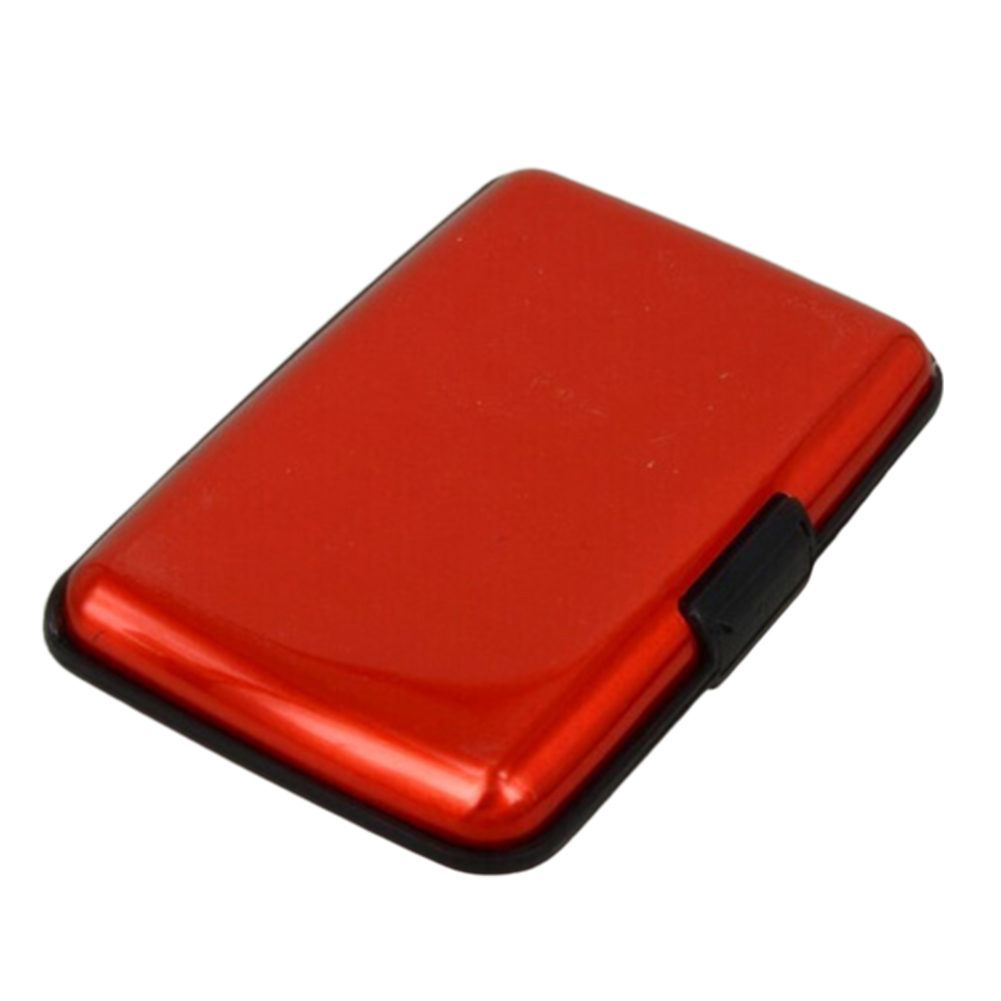Walbest Waterproof 6 Slots RFID Blocking Credit Card Protector Aluminum ID Case Hard Shell Business Card Holder Metal Wallet for Men or Women Red - Image 2