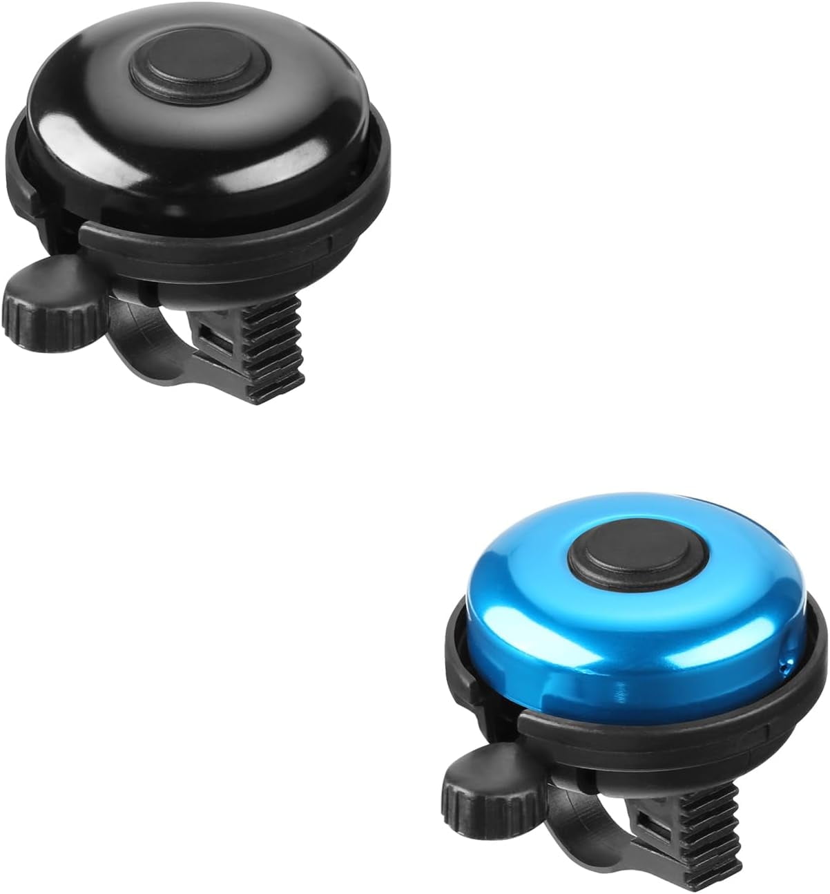 ZHUYING 2 pack Classic Bike Bell, Aluminum Bicycle Bell, Loud Crisp Clear Sound Bicycle Bike Bell for Adults Kids Blue+Black - Image 1
