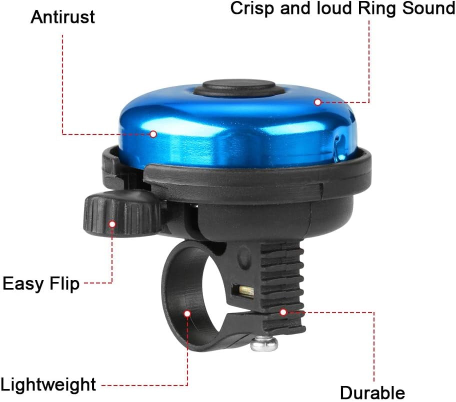 ZHUYING 2 pack Classic Bike Bell, Aluminum Bicycle Bell, Loud Crisp Clear Sound Bicycle Bike Bell for Adults Kids Blue+Black - Image 5