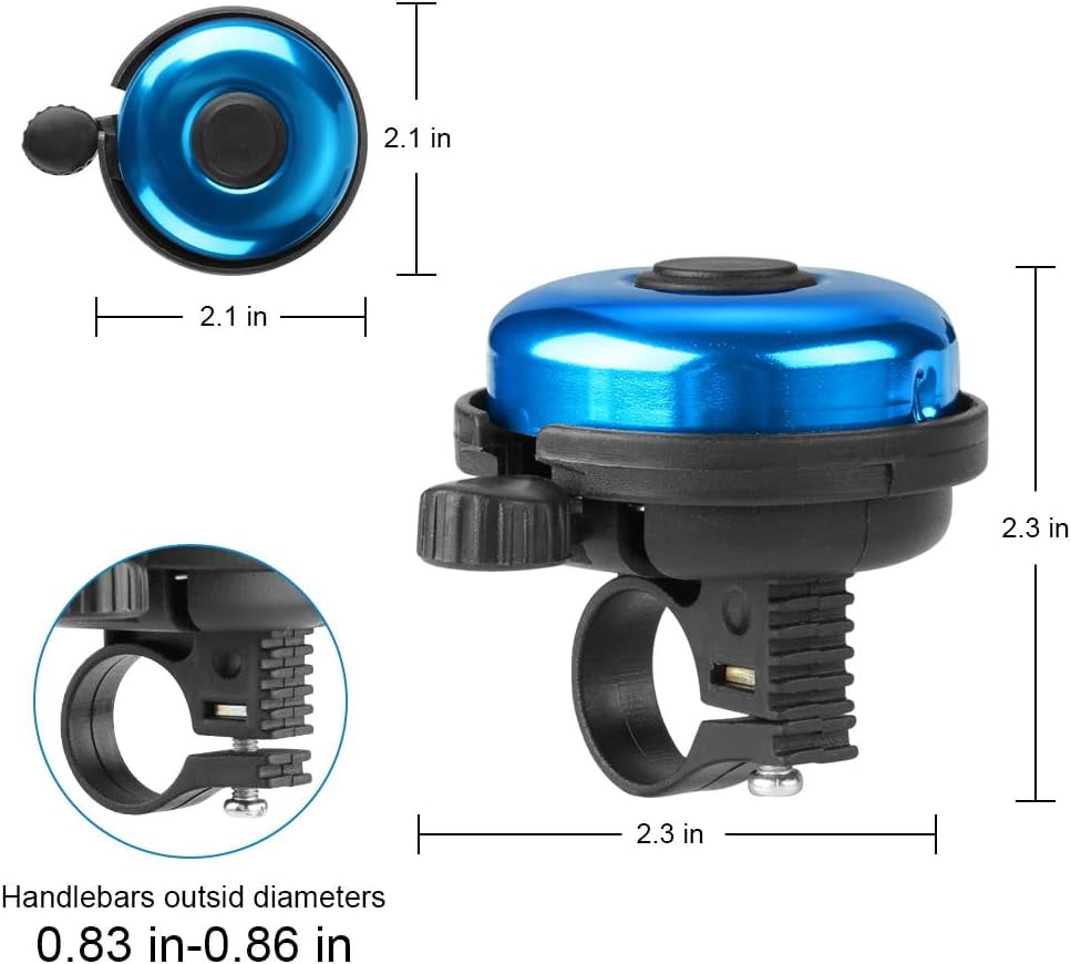 ZHUYING 2 pack Classic Bike Bell, Aluminum Bicycle Bell, Loud Crisp Clear Sound Bicycle Bike Bell for Adults Kids Blue+Black - Image 6
