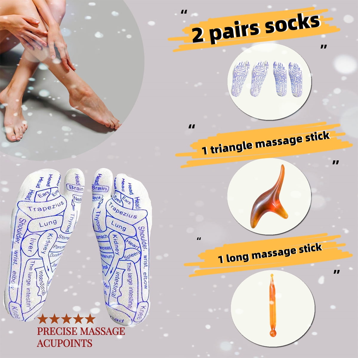 2 Pairs Reflexology Socks with Trigger Point Massage Tool, Foot Acupressure Reflexologh Socks with Massage Socks Tools ,Relief Remedy for Foot Massage(Women,2Pair) women - Image 2