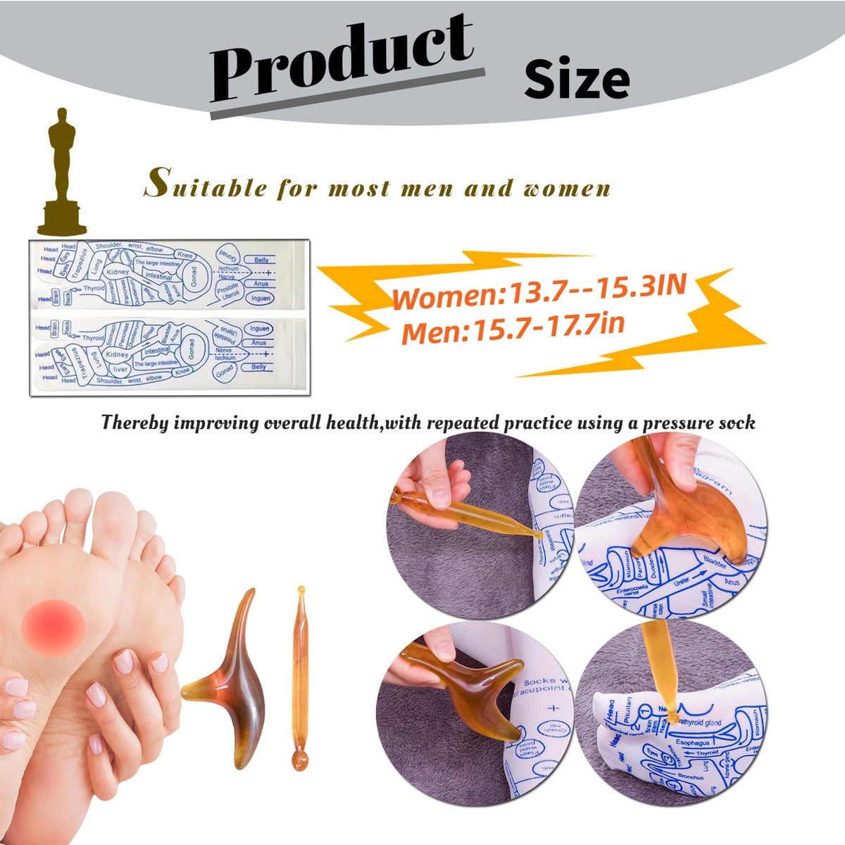 2 Pairs Reflexology Socks with Trigger Point Massage Tool, Foot Acupressure Reflexologh Socks with Massage Socks Tools ,Relief Remedy for Foot Massage(Women,2Pair) women - Image 4