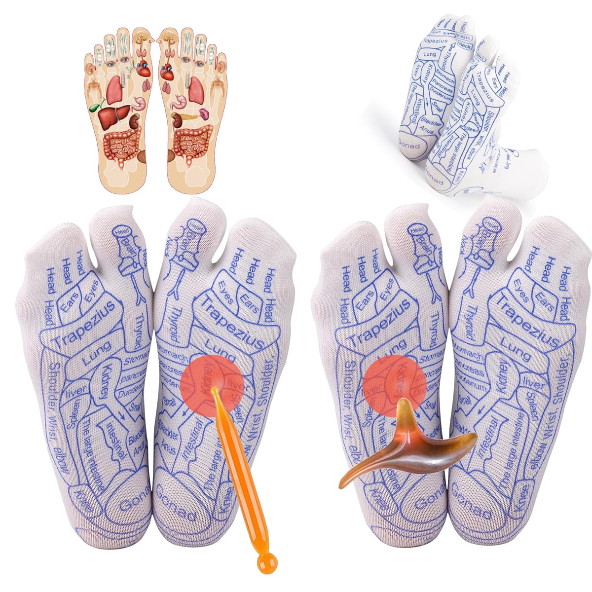 2 Pairs Reflexology Socks with Trigger Point Massage Tool, Foot Acupressure Reflexologh Socks with Massage Socks Tools ,Relief Remedy for Foot Massage(Women,2Pair) women - Image 1