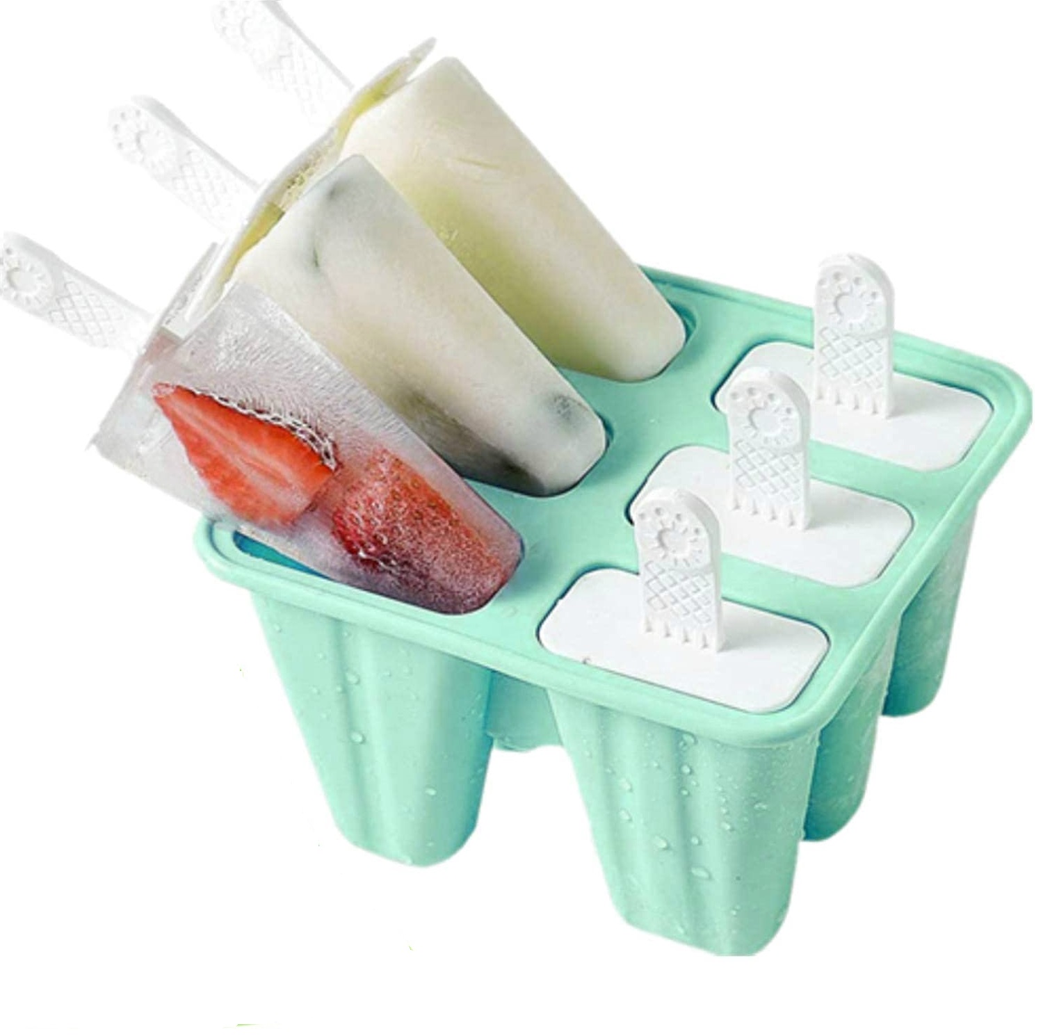 Silicone Ice Pop Molds 6-Well Easy Release, BPA Free Silicone Ice Cream Mold Green - Image 2