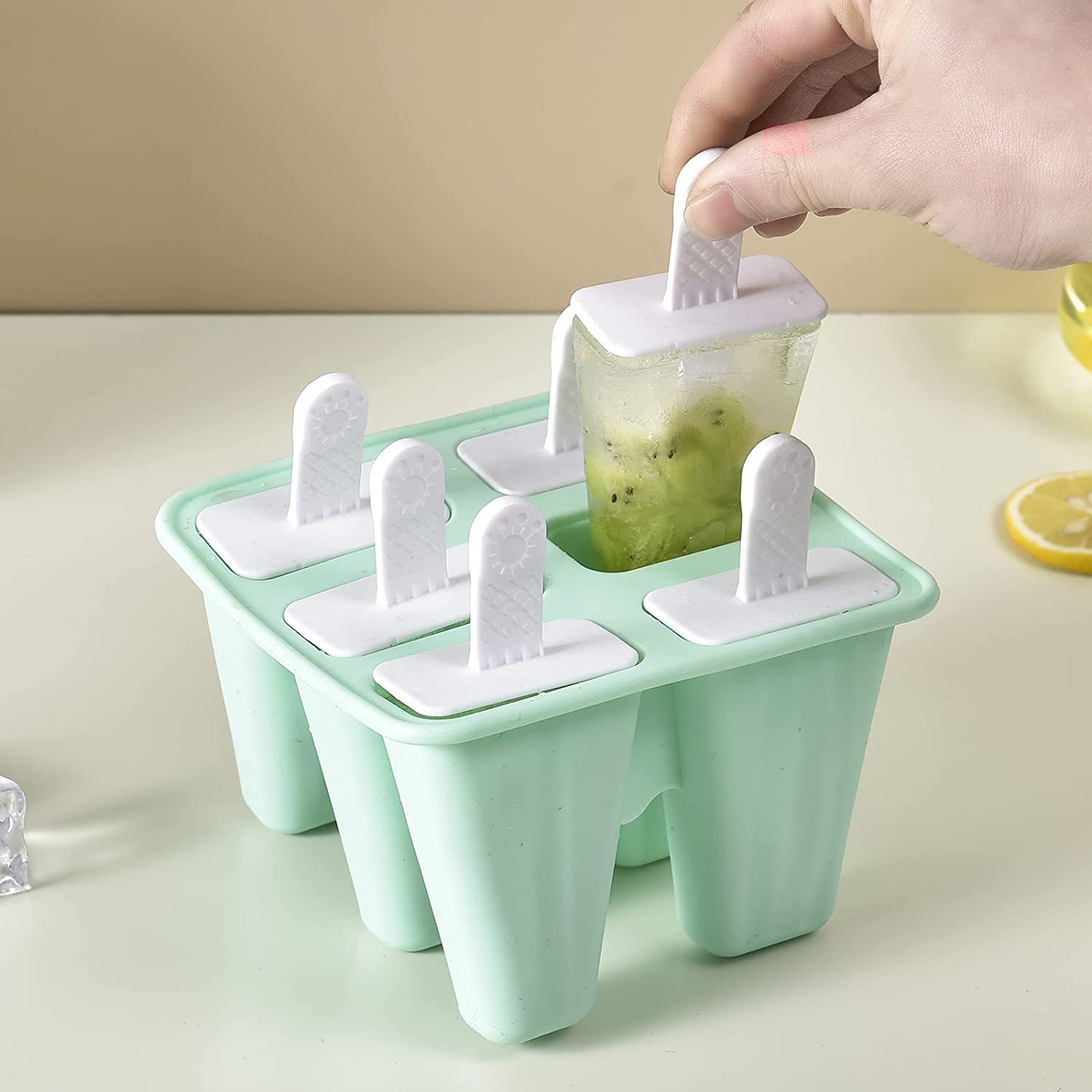 Silicone Ice Pop Molds 6-Well Easy Release, BPA Free Silicone Ice Cream Mold Green - Image 6
