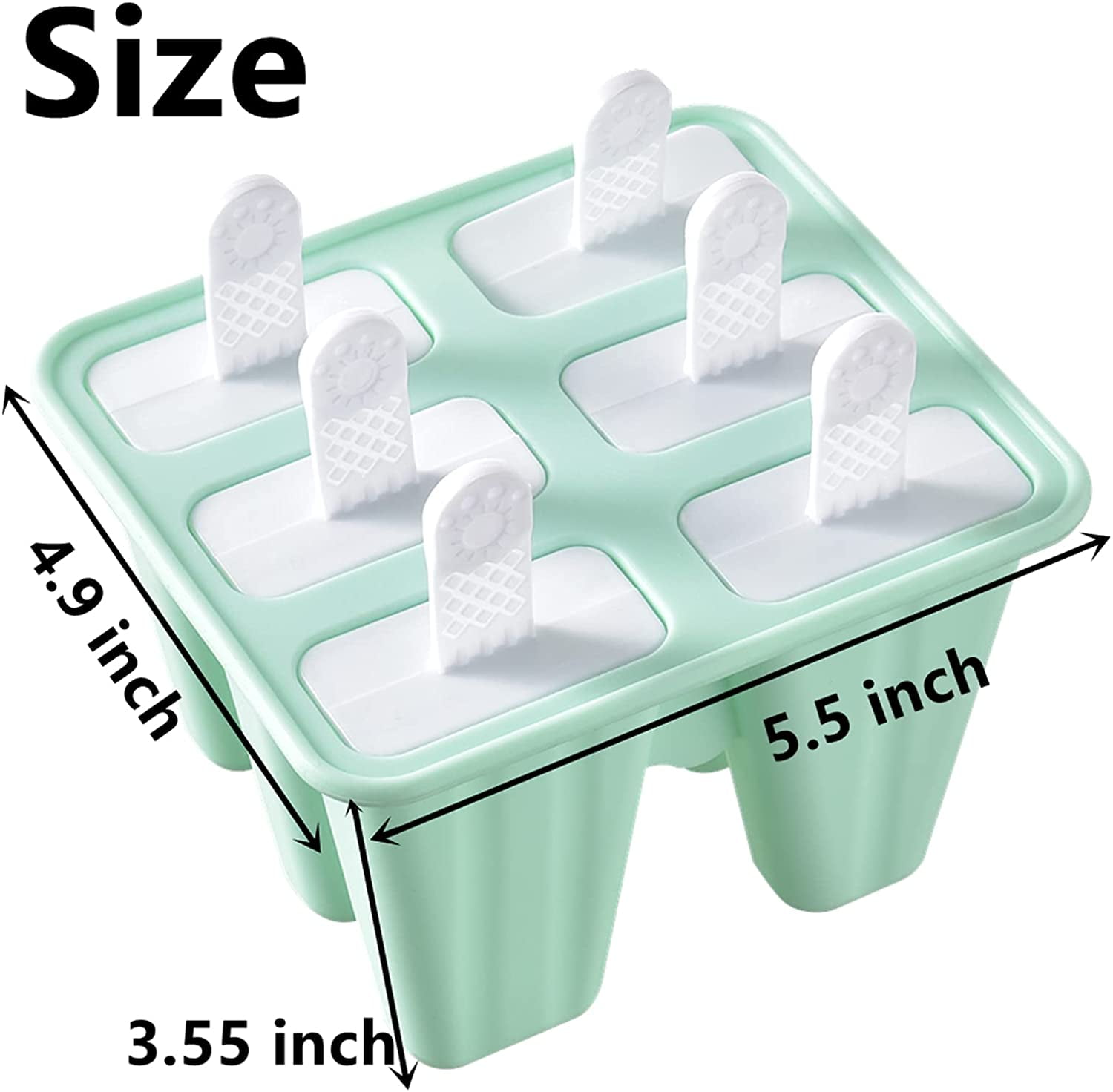 Silicone Ice Pop Molds 6-Well Easy Release, BPA Free Silicone Ice Cream Mold Green - Image 7