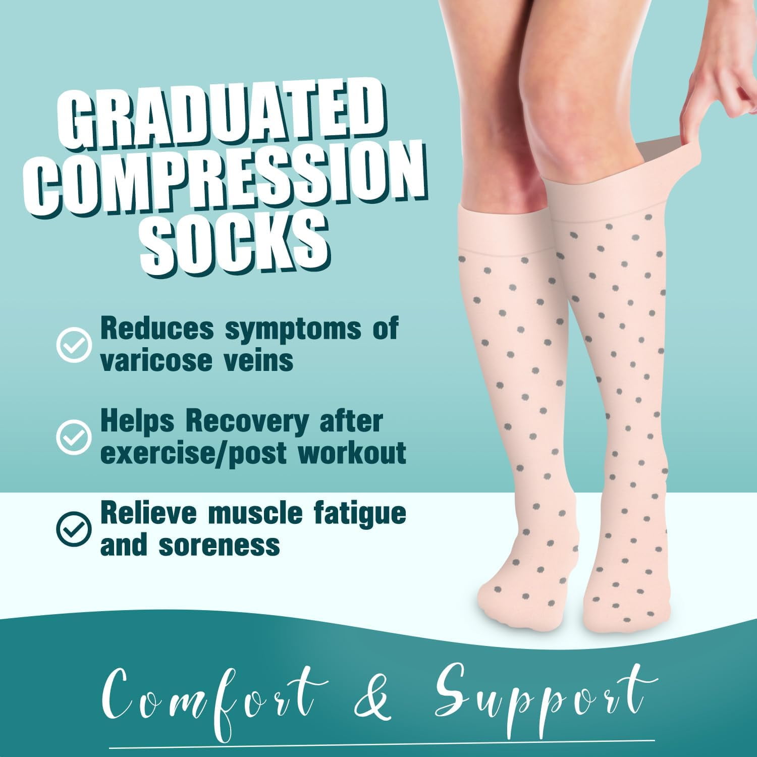 6Pairs Compression Socks for Women and Men - Best for Circulation, Running, Athletic, Recover, Nurse, Travel L/XL 21 Pink 5 Pairs/White - Image 2