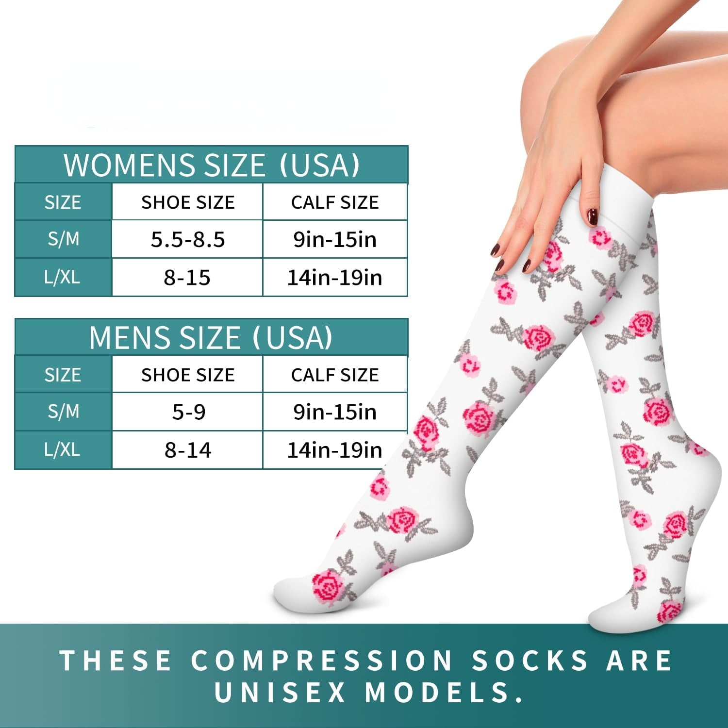6Pairs Compression Socks for Women and Men - Best for Circulation, Running, Athletic, Recover, Nurse, Travel L/XL 21 Pink 5 Pairs/White - Image 7
