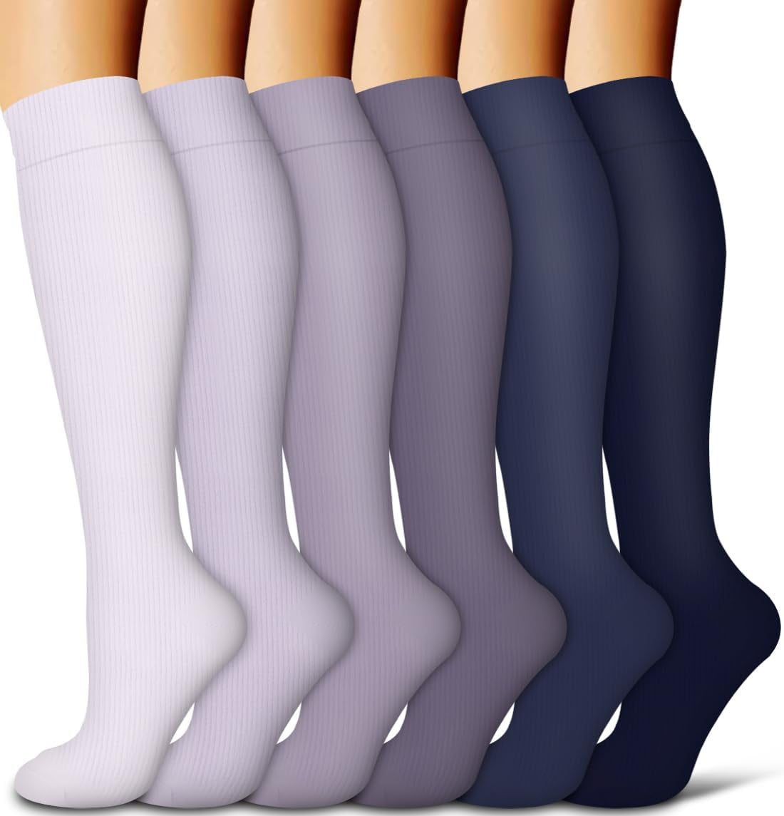 6Pairs Compression Socks for Women and Men - Best for Circulation, Running, Athletic, Recover, Nurse, Travel S/M 24 Purple Series - Image 1