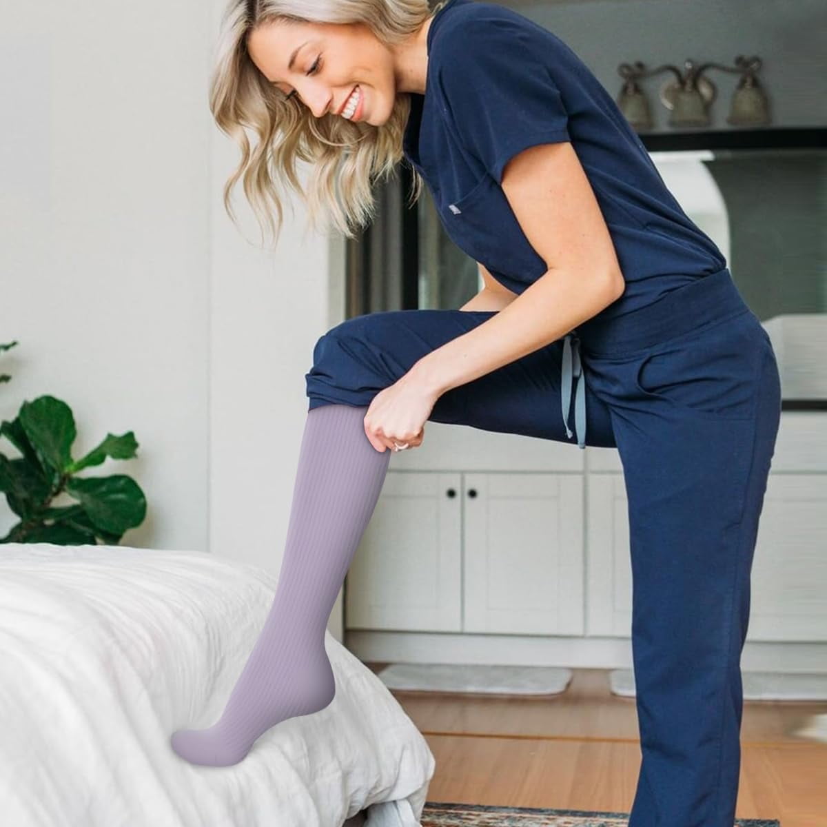 6Pairs Compression Socks for Women and Men - Best for Circulation, Running, Athletic, Recover, Nurse, Travel S/M 24 Purple Series - Image 3