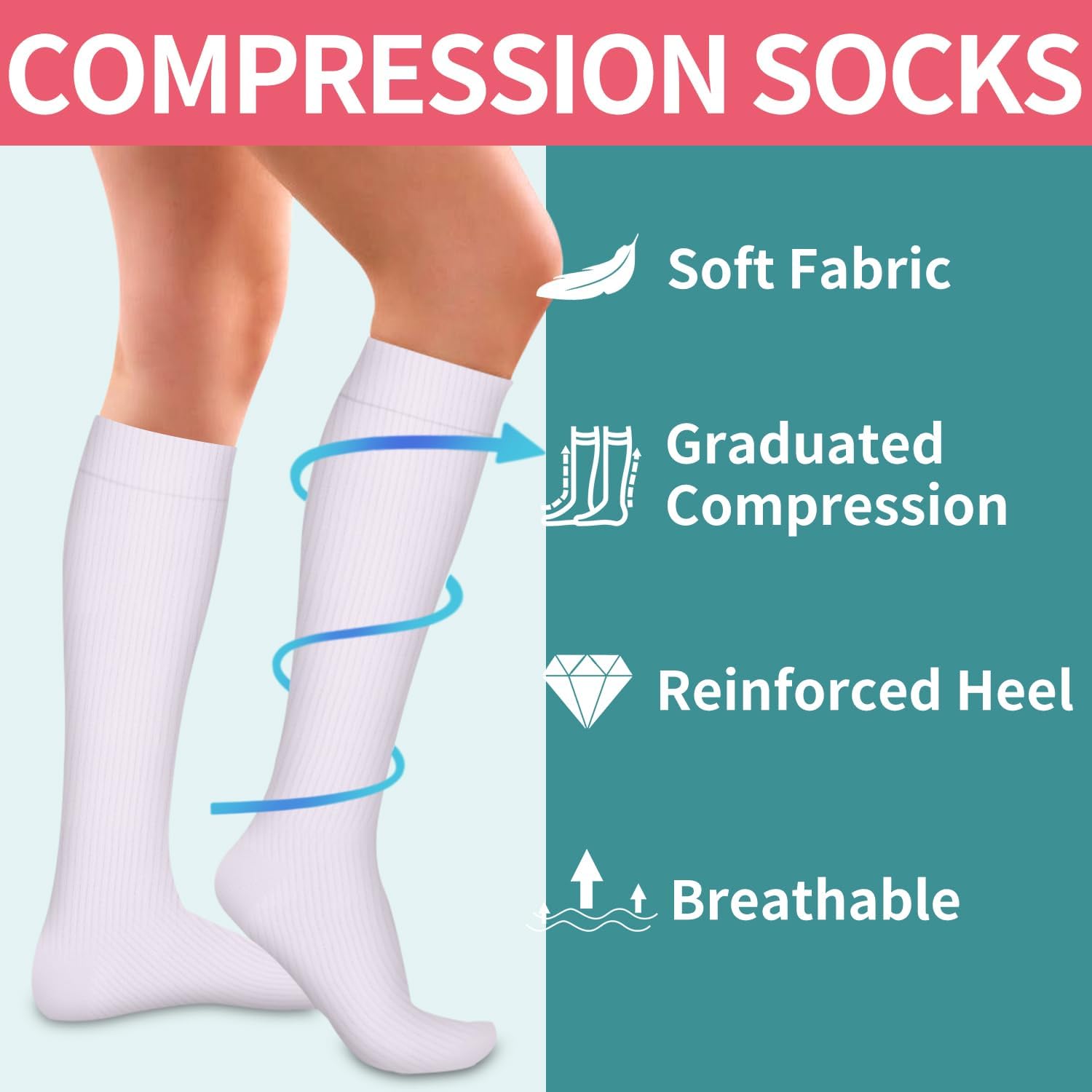 6Pairs Compression Socks for Women and Men - Best for Circulation, Running, Athletic, Recover, Nurse, Travel S/M 24 Purple Series - Image 5