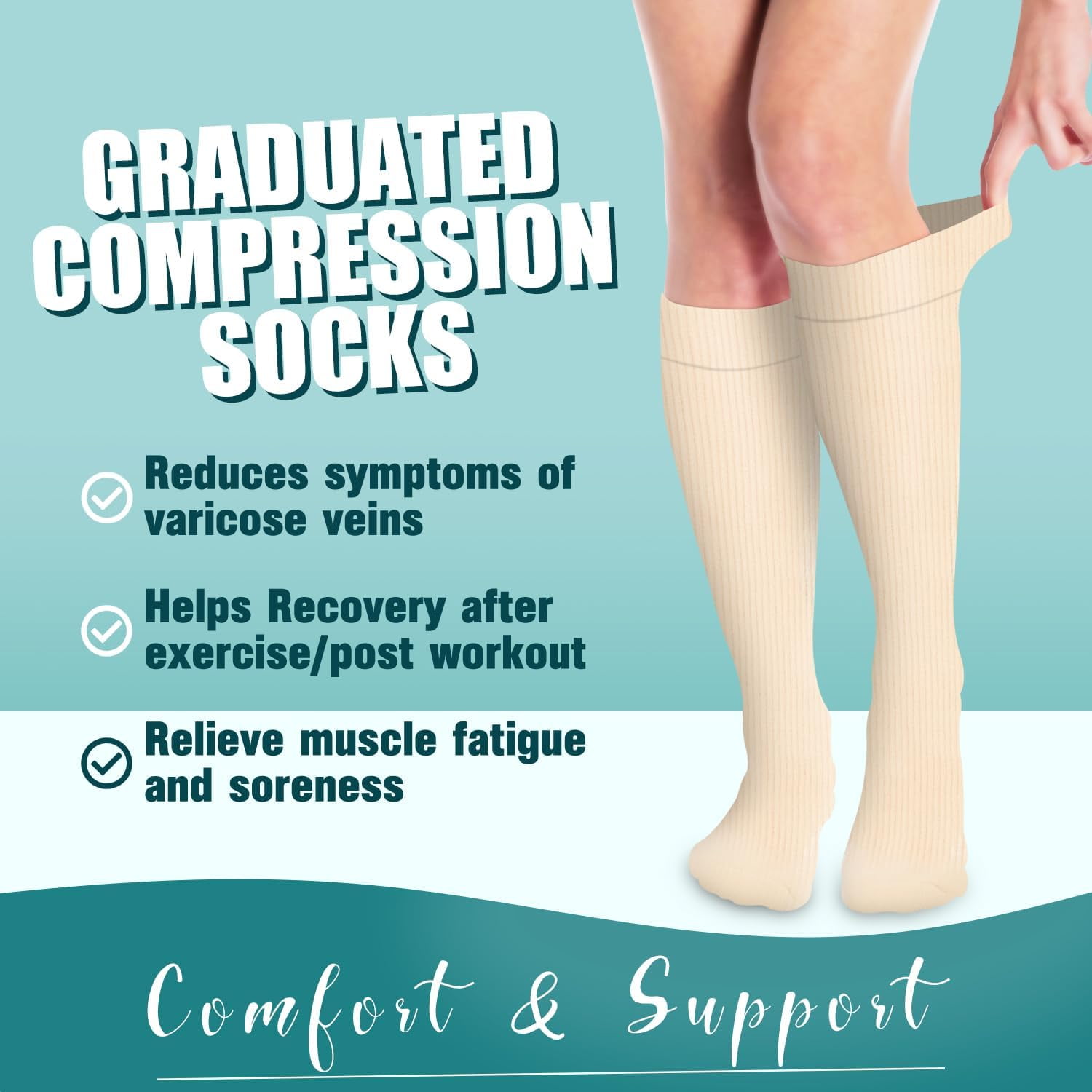 6Pairs Compression Socks for Women and Men - Best for Circulation, Running, Athletic, Recover, Nurse, Travel S/M 25 Khaki Series - Image 2