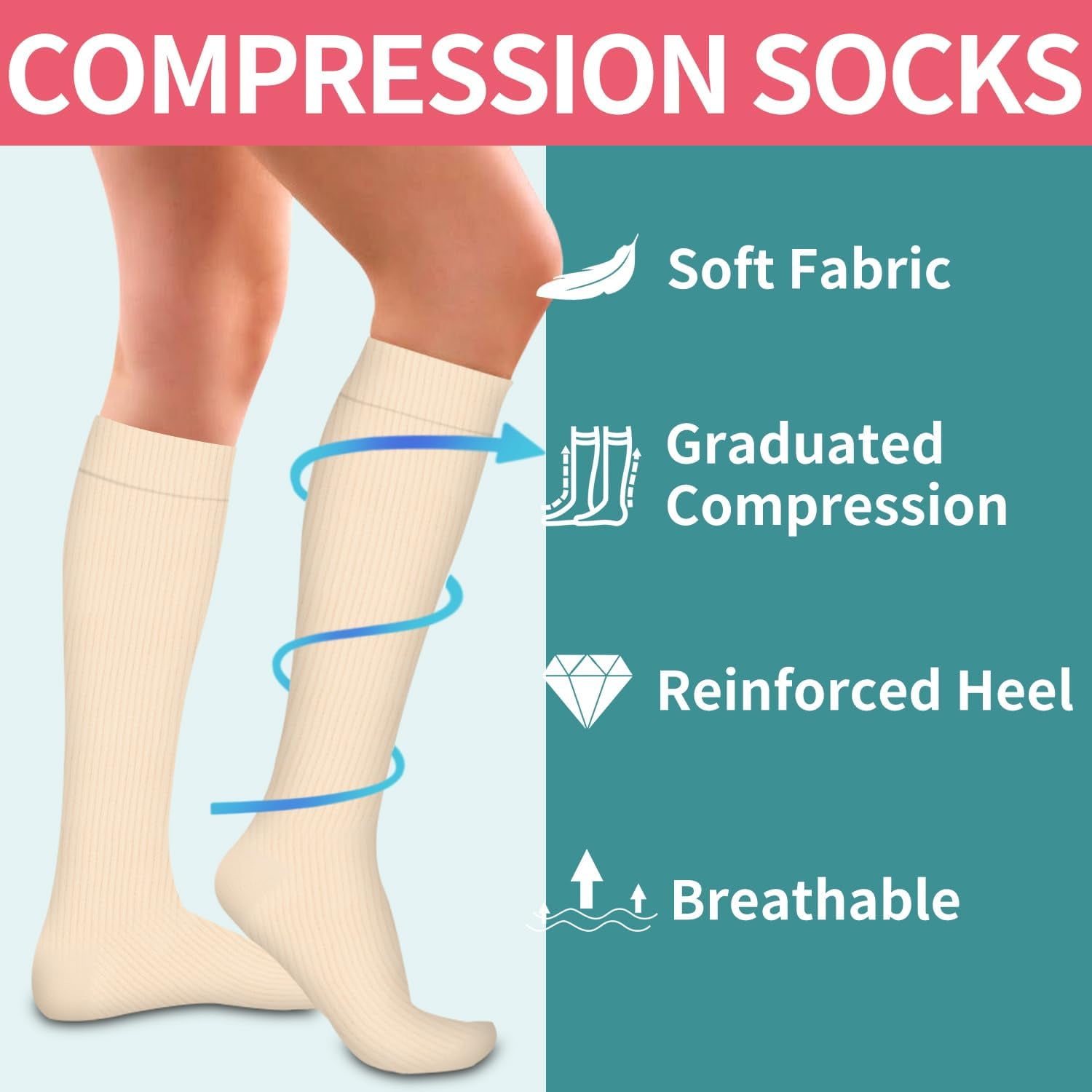 6Pairs Compression Socks for Women and Men - Best for Circulation, Running, Athletic, Recover, Nurse, Travel S/M 25 Khaki Series - Image 5