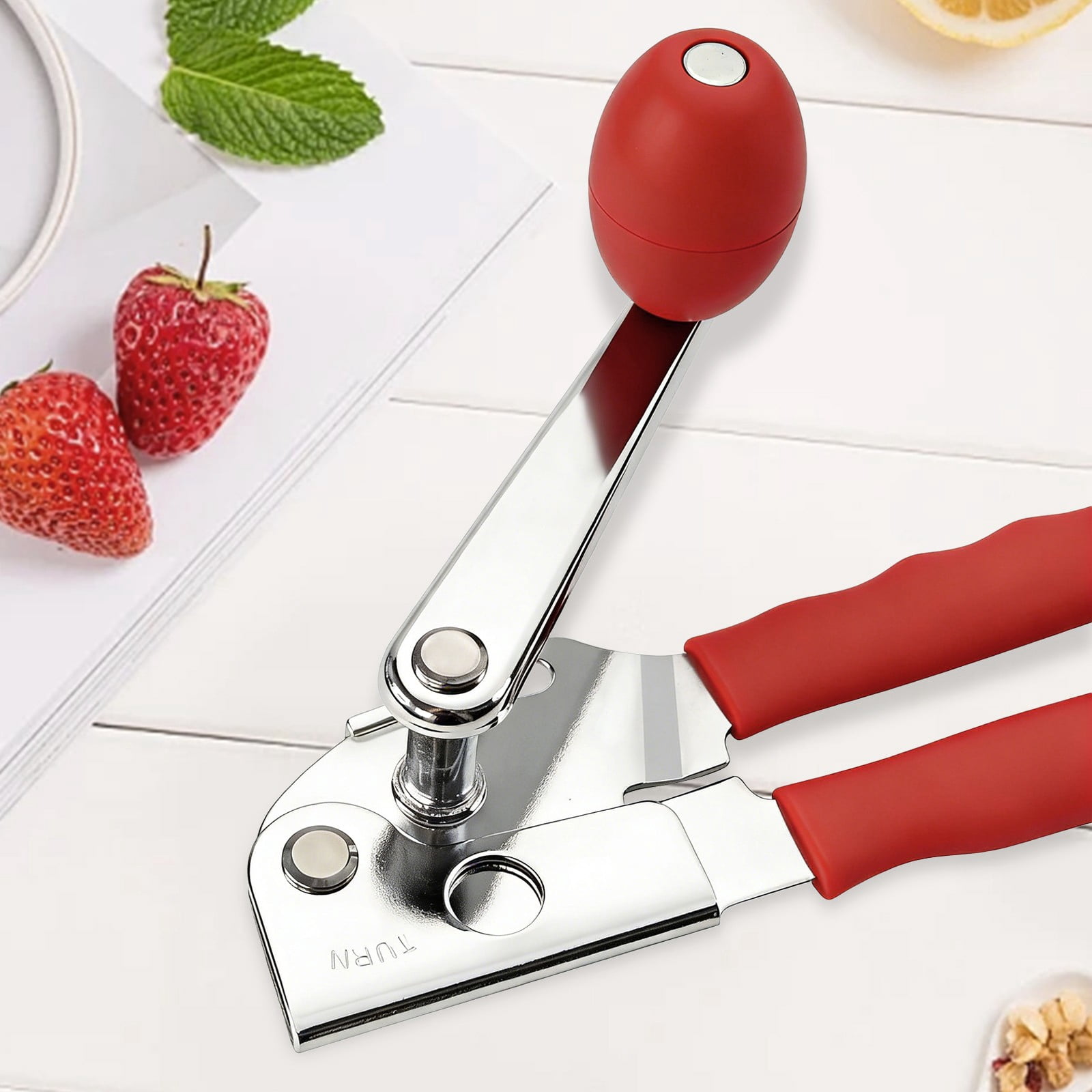 SHAOTELLME Stainless Steel Can Opener Manual Multifunctional Labor Saving Can Opener Kitchen Creative Can Opener Tool Easily Open Cans Of Various Sizes, 3PC Red - Image 4
