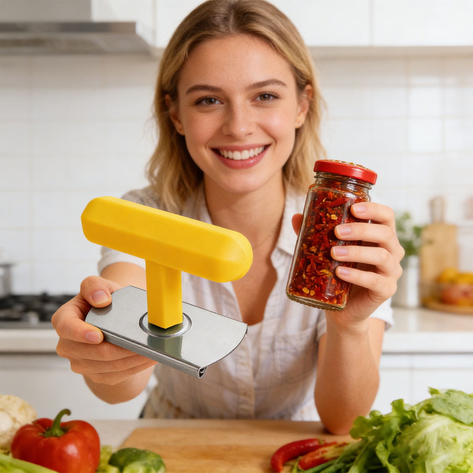 SHAOTELLME Stainless Steel Can Opener Manual Multifunctional Labor Saving Can Opener Kitchen Creative Can Opener Tool Easily Open Cans Of Various Sizes, 3PC Yellow - Image 2