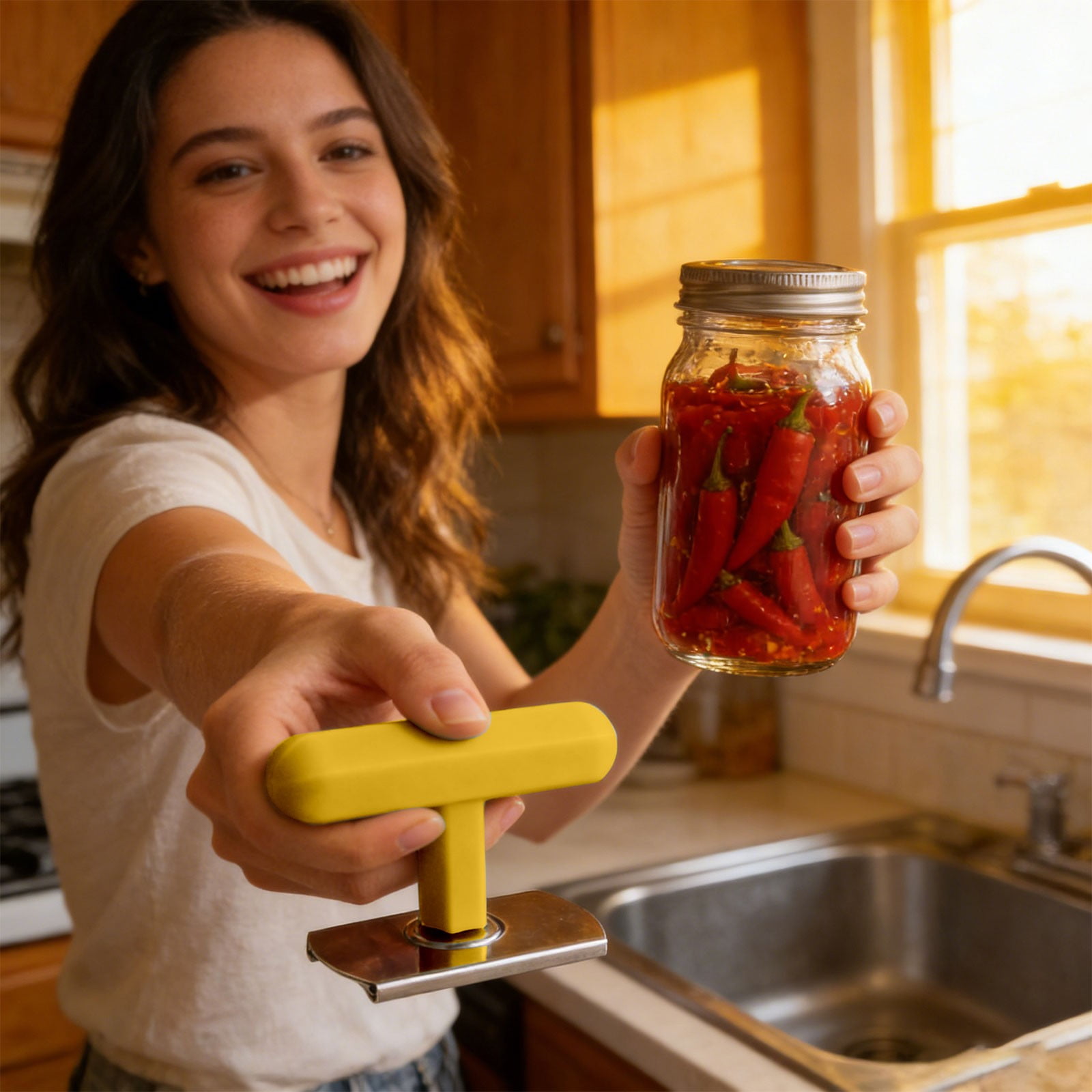 SHAOTELLME Stainless Steel Can Opener Manual Multifunctional Labor Saving Can Opener Kitchen Creative Can Opener Tool Easily Open Cans Of Various Sizes, 3PC Yellow - Image 4