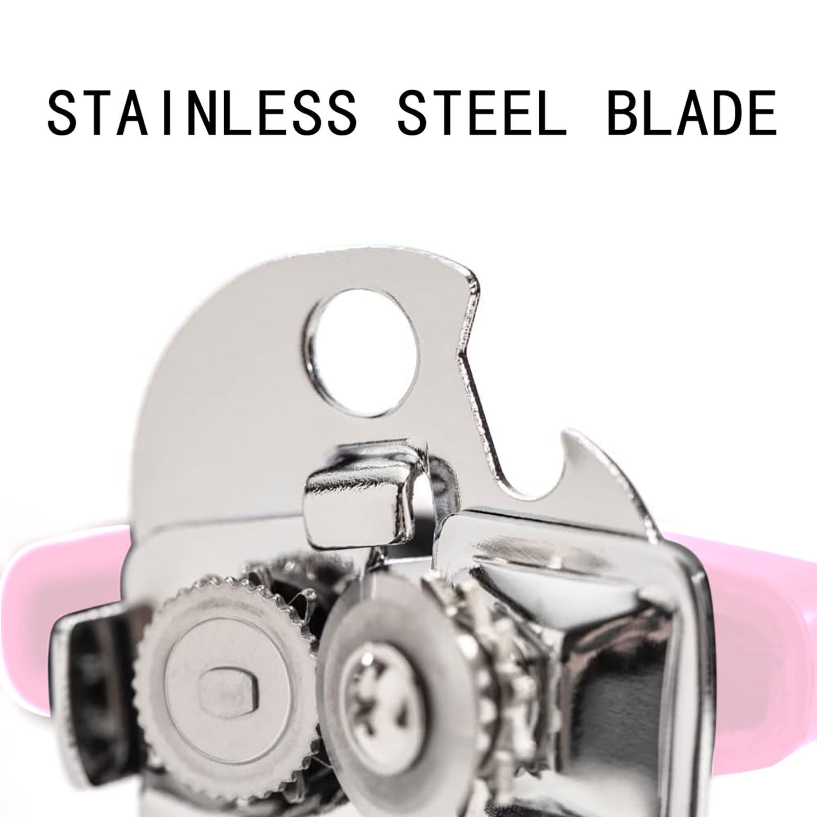 SHAOTELLME Stainless Steel Can Opener Manual Multifunctional Labor Saving Can Opener Kitchen Creative Can Opener Tool Easily Open Cans Of Various Sizes, 3PC pink - Image 3