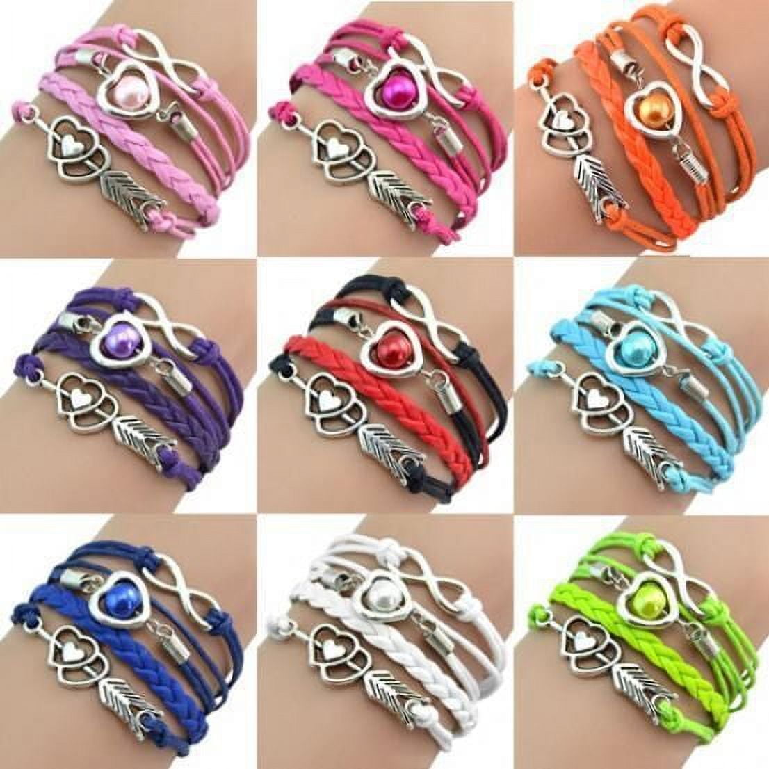 Bracelets for Women Friendship Leather Bracelet Gift Hand Jewelry for Woman or A Girl - There are Many Colors to Choose From Black & Red - Image 2