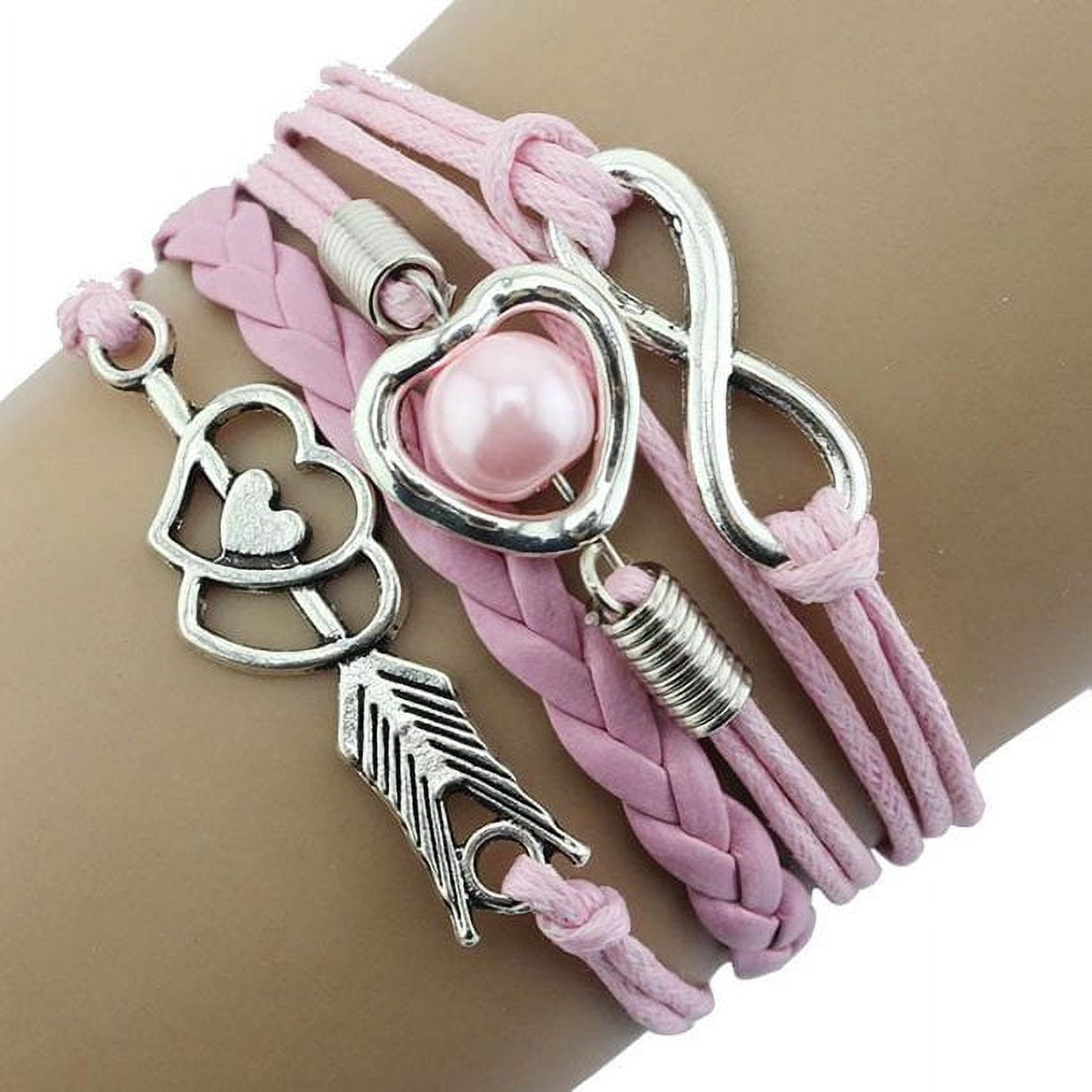 Bracelets for Women Friendship Leather Bracelet Gift Hand Jewelry for Woman or A Girl - There are Many Colors to Choose From Black & Red - Image 4