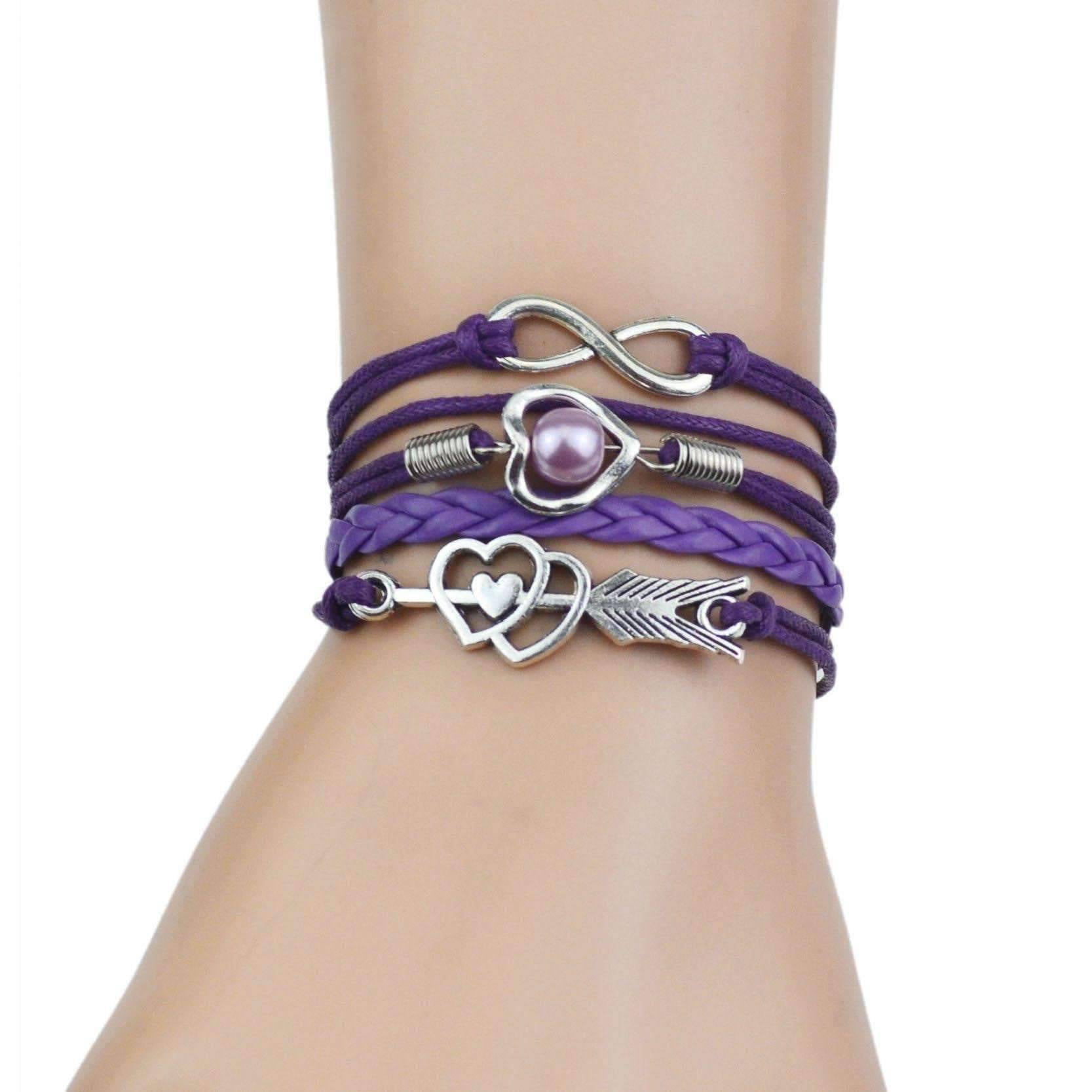 Bracelets for Women Friendship Leather Bracelet Gift Hand Jewelry for Woman or A Girl - There are Many Colors to Choose From Purple - Image 1