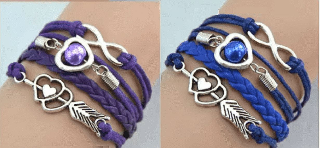 Bracelets for Women Friendship Leather Bracelet Gift Hand Jewelry for Woman or A Girl - There are Many Colors to Choose From Purple - Image 2